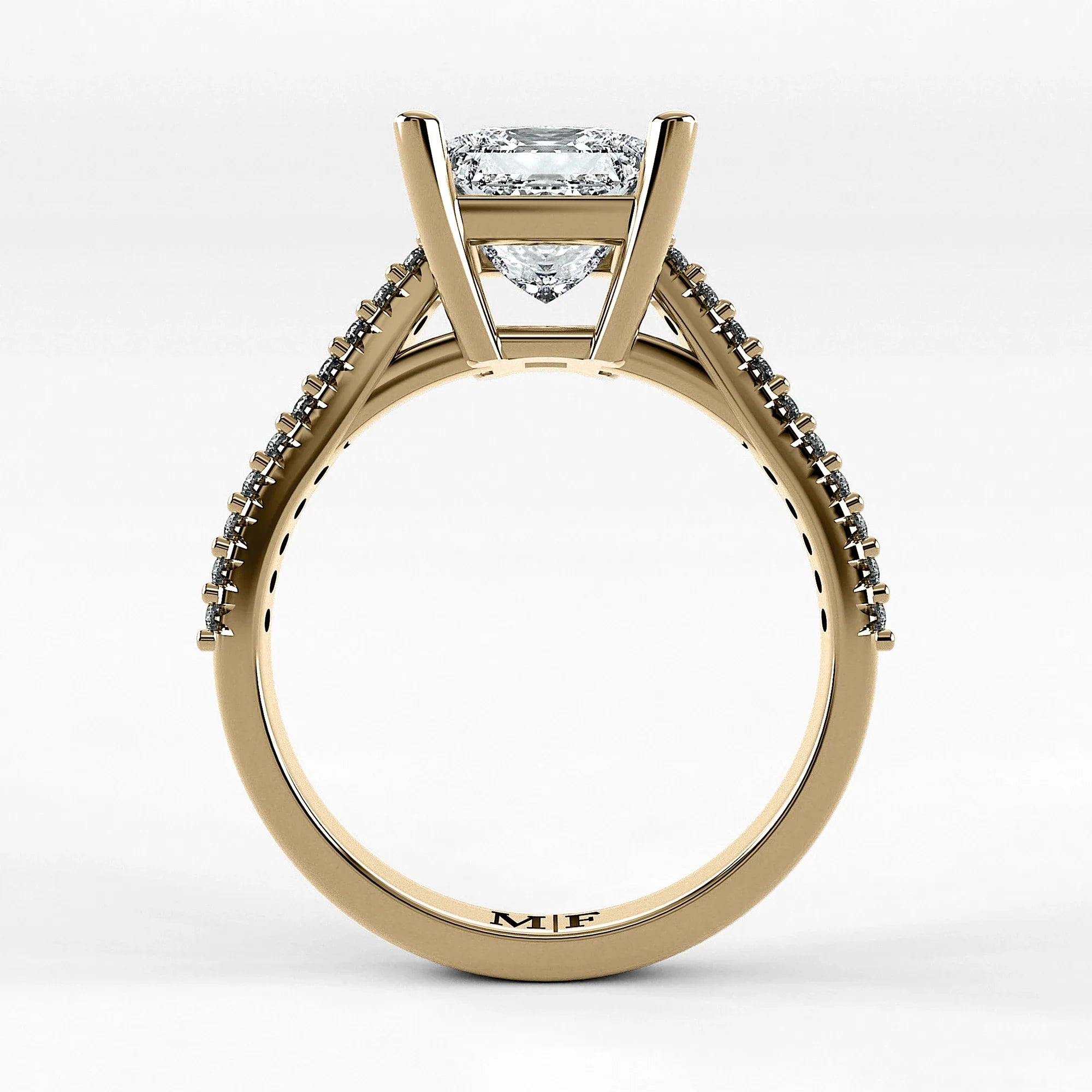 Anillo de Compromiso Destello - Princess en oro amarillo - vista 3