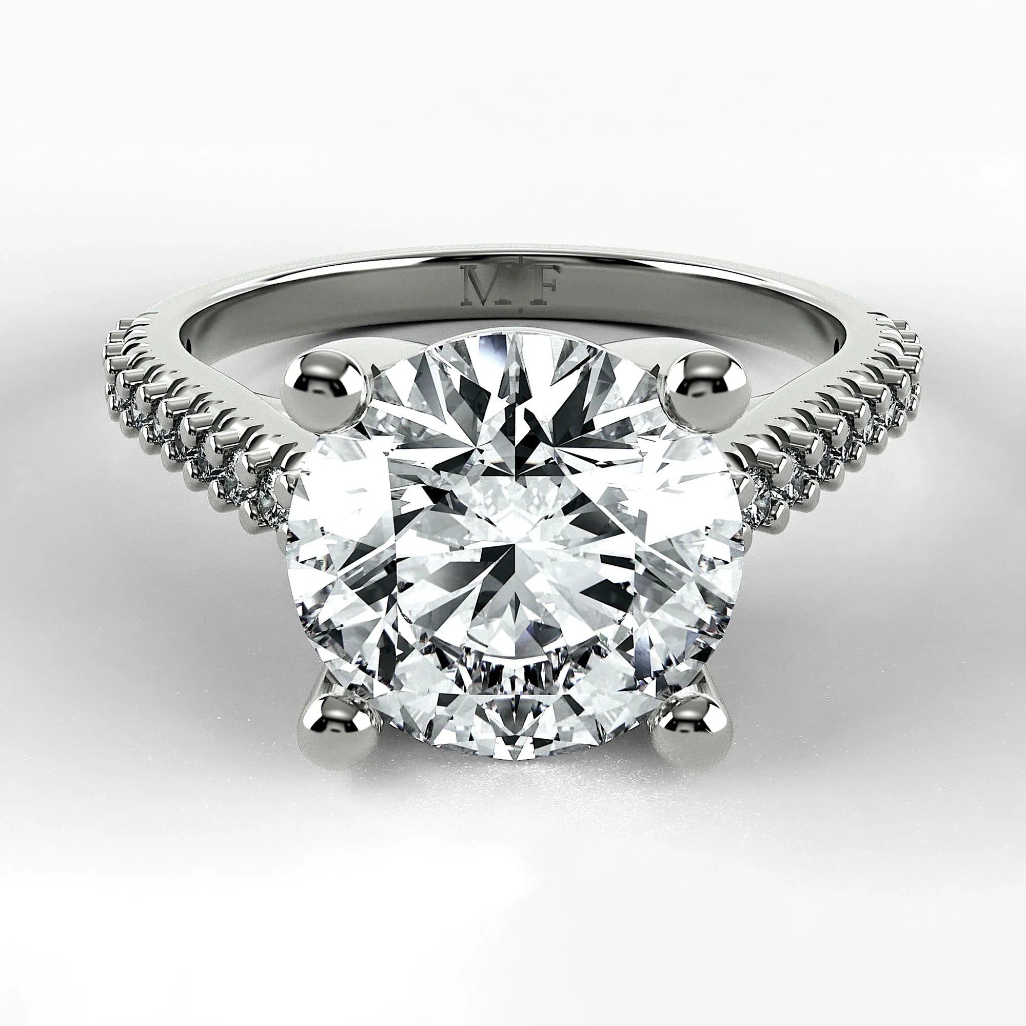 Anillo de Compromiso Destello - Redondo en oro blanco - vista 1