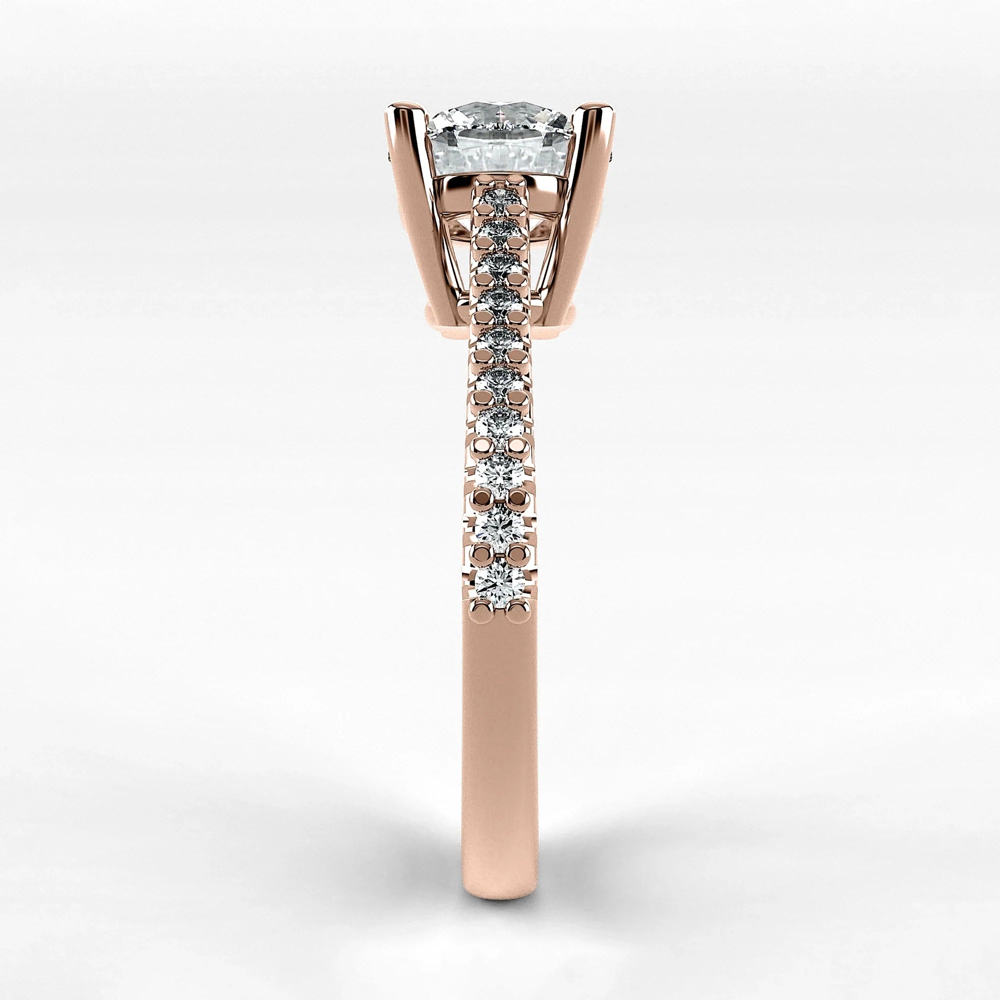 Anillo de Compromiso Destello - Redondo en oro rosa - vista 2