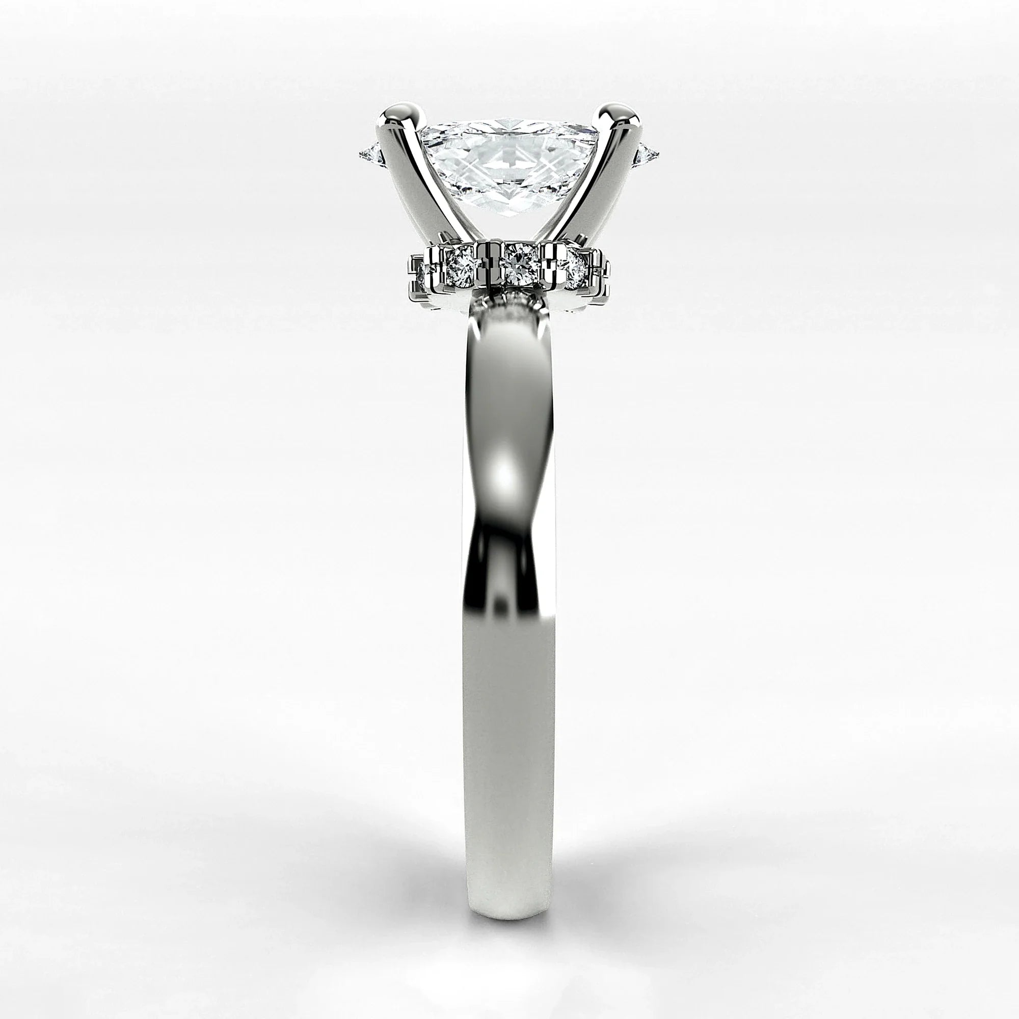 Anillo de Compromiso Radiante - Marquesa en oro blanco - vista 2