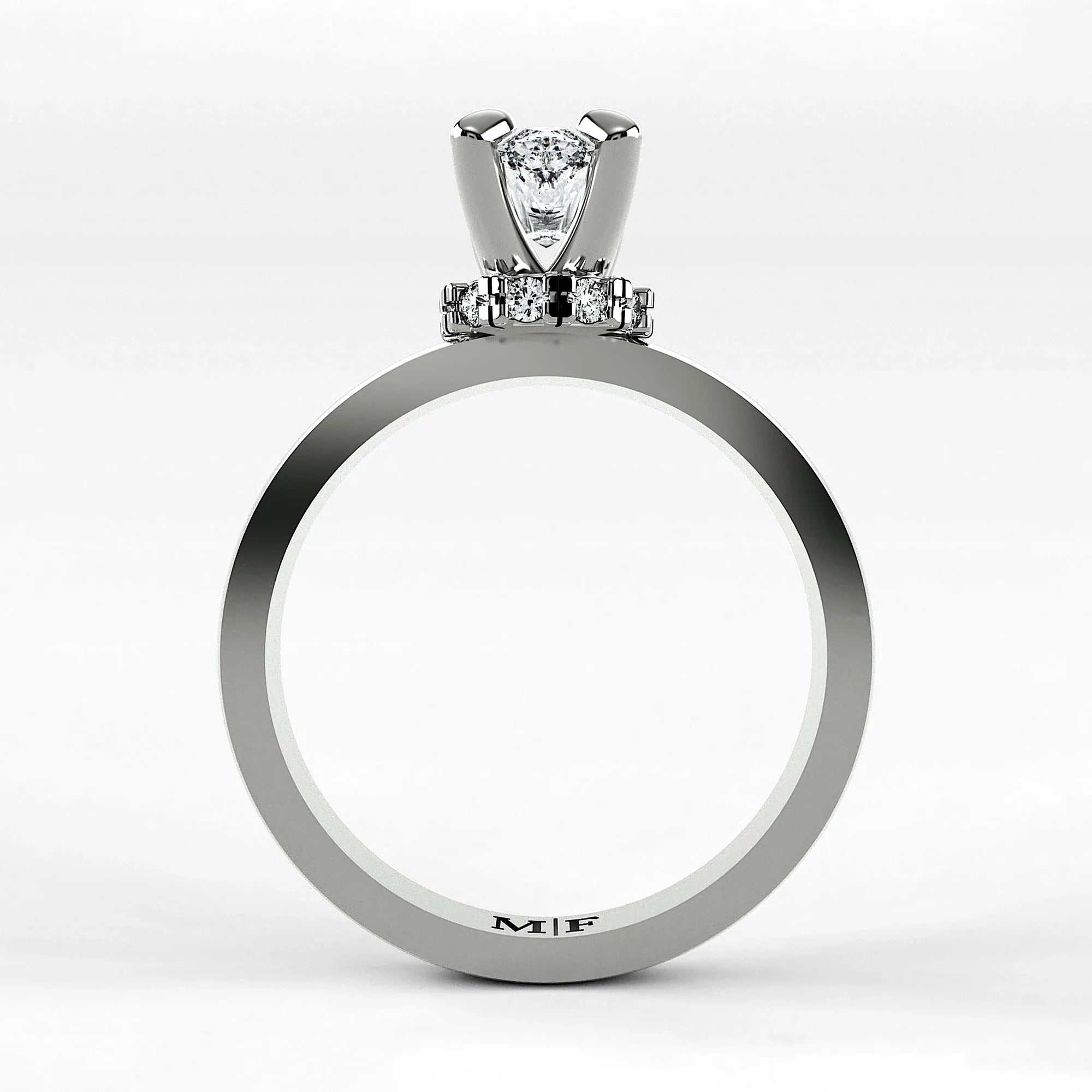Anillo de Compromiso Radiante - Marquesa en oro blanco - vista 3