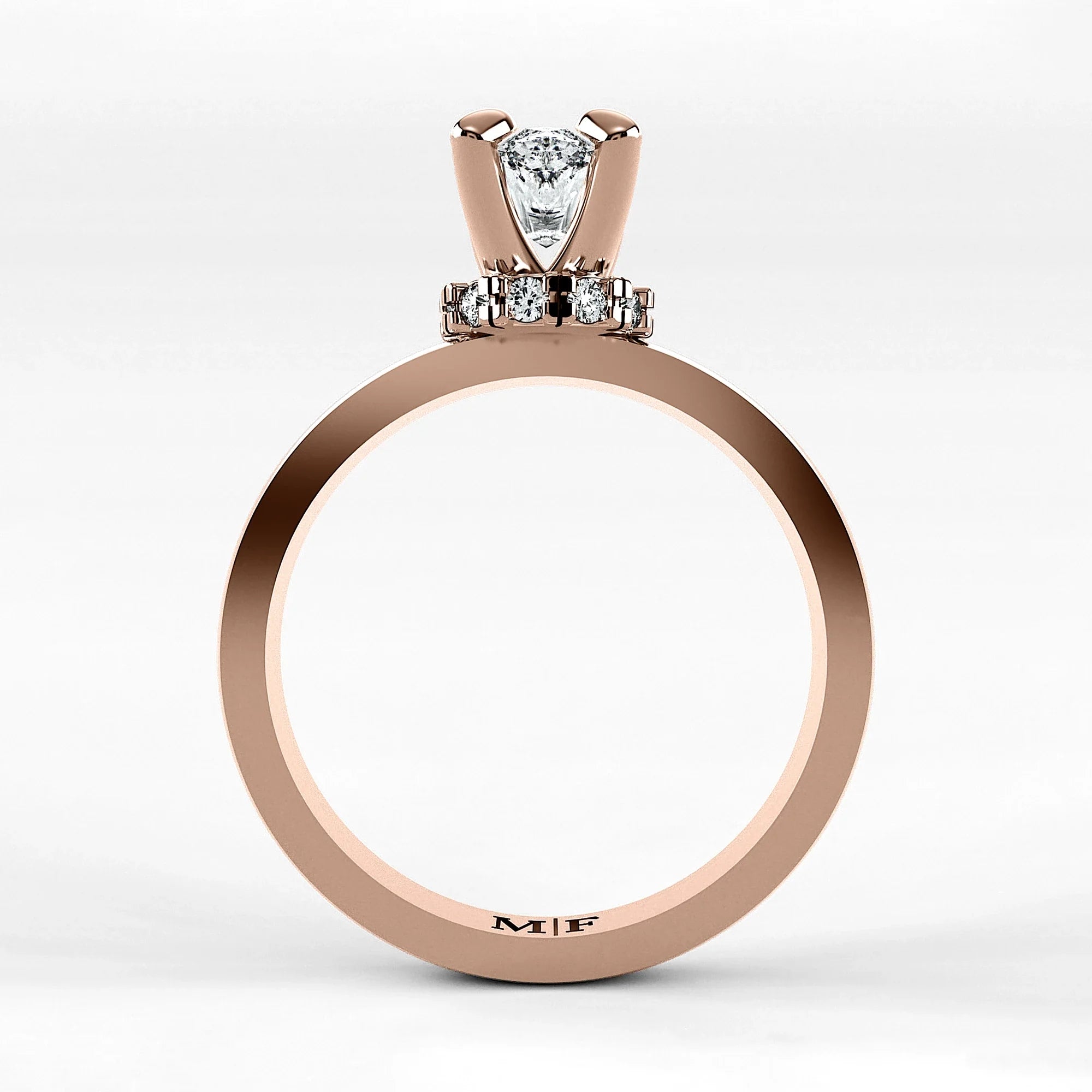 Anillo de Compromiso Radiante - Marquesa en oro rosa - vista 3