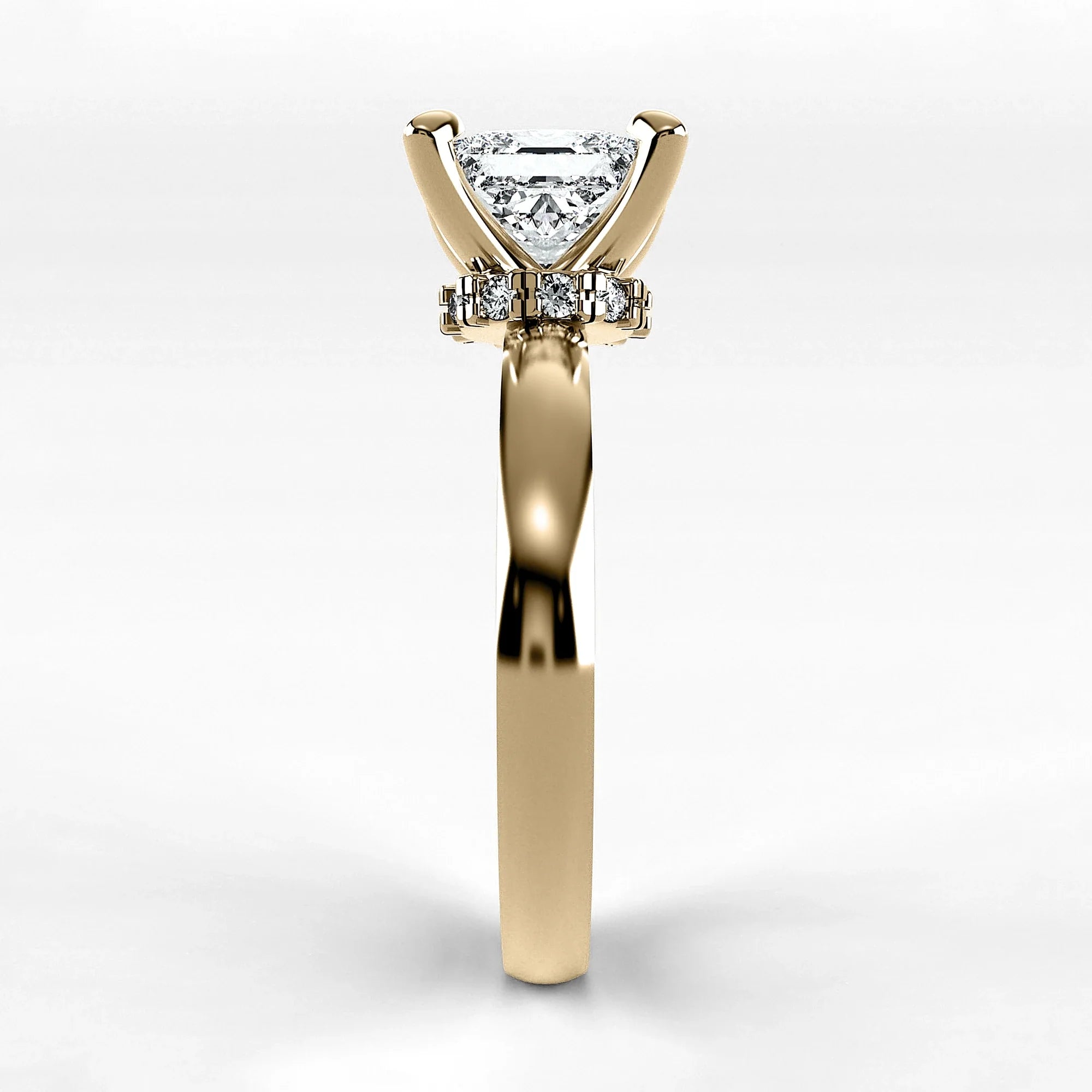 Anillo de Compromiso Radiante - Princess en oro amarillo - vista 2