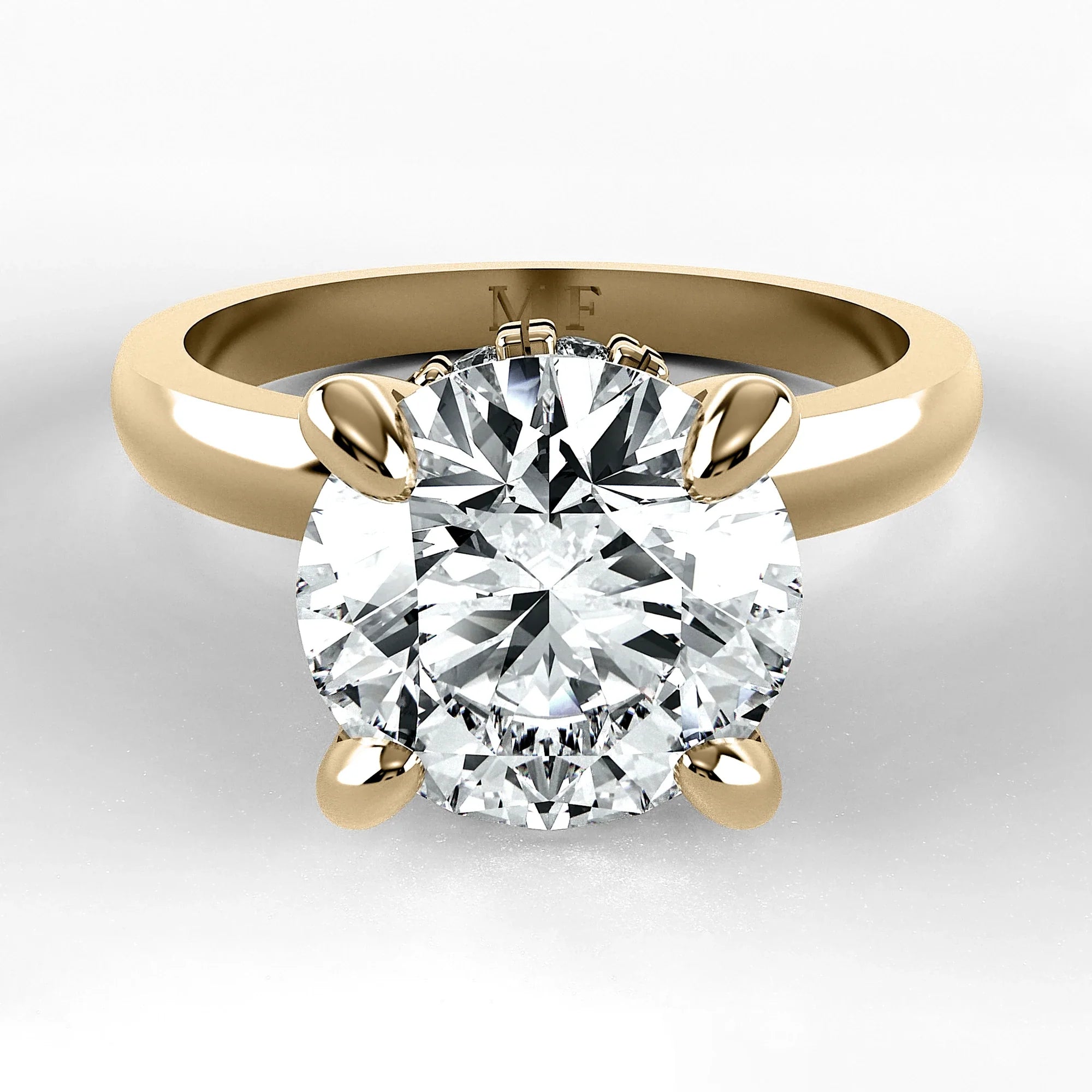 Anillo de Compromiso Radiante - Redondo en oro amarillo - vista 1