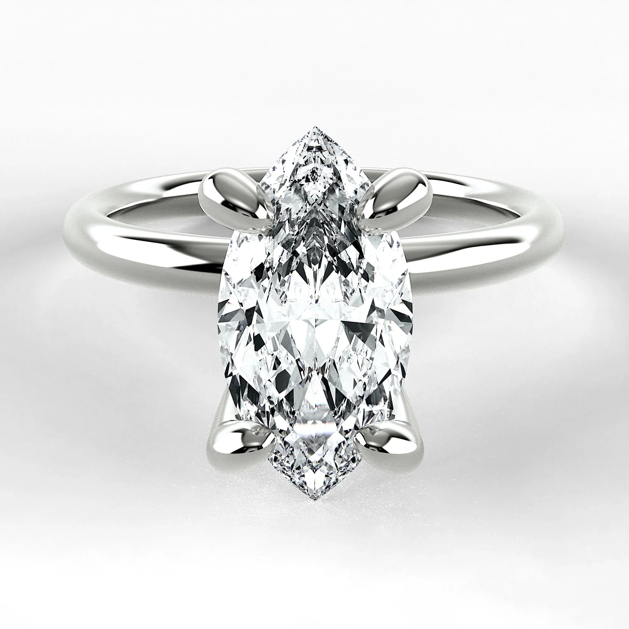 Anillo de Compromiso Esencia - Marquesa en oro blanco - vista 1