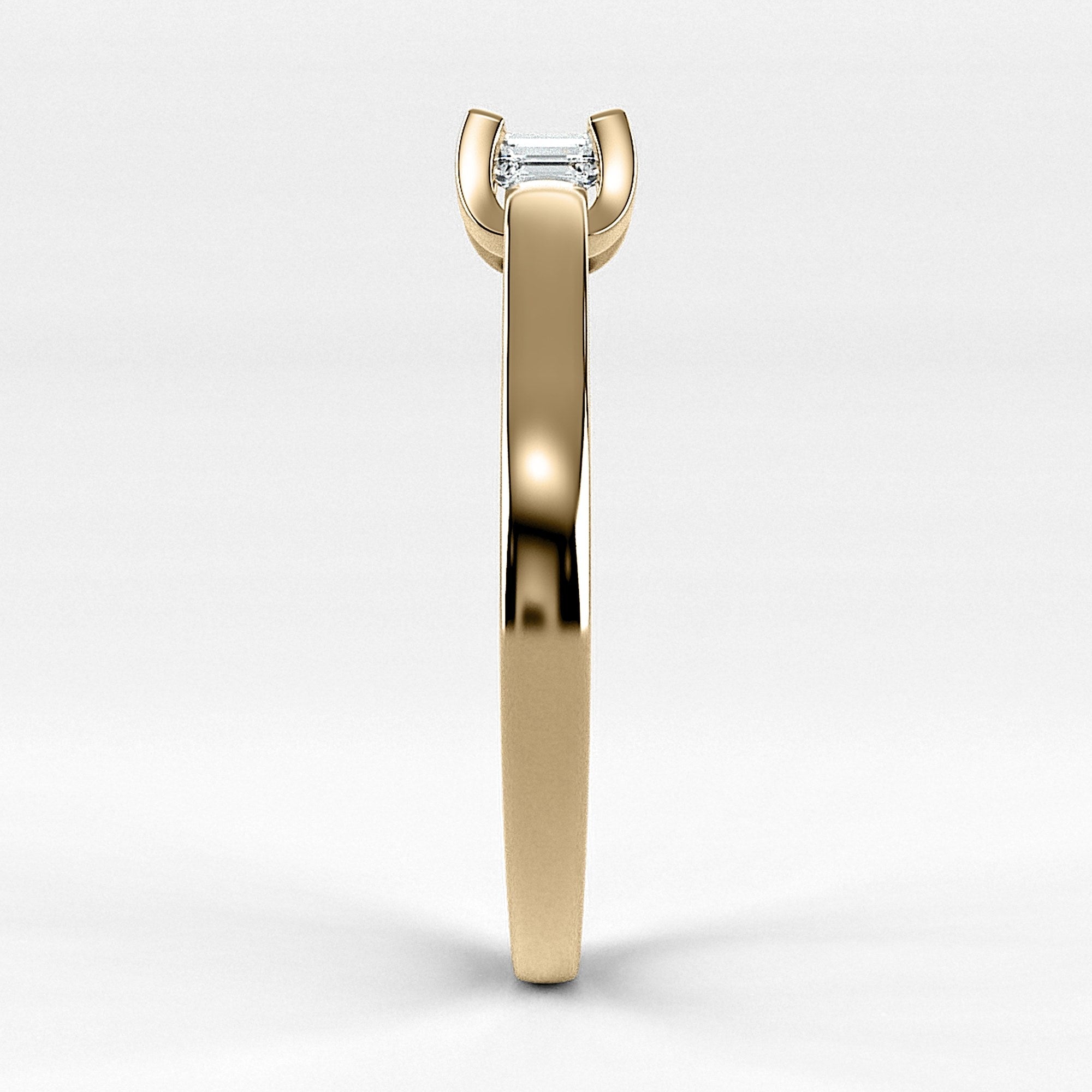 Promesa Alba corte esmeralda en oro amarillo, vista de perfil