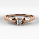 Promesa Alba corte oval en oro rosa, vista frontal