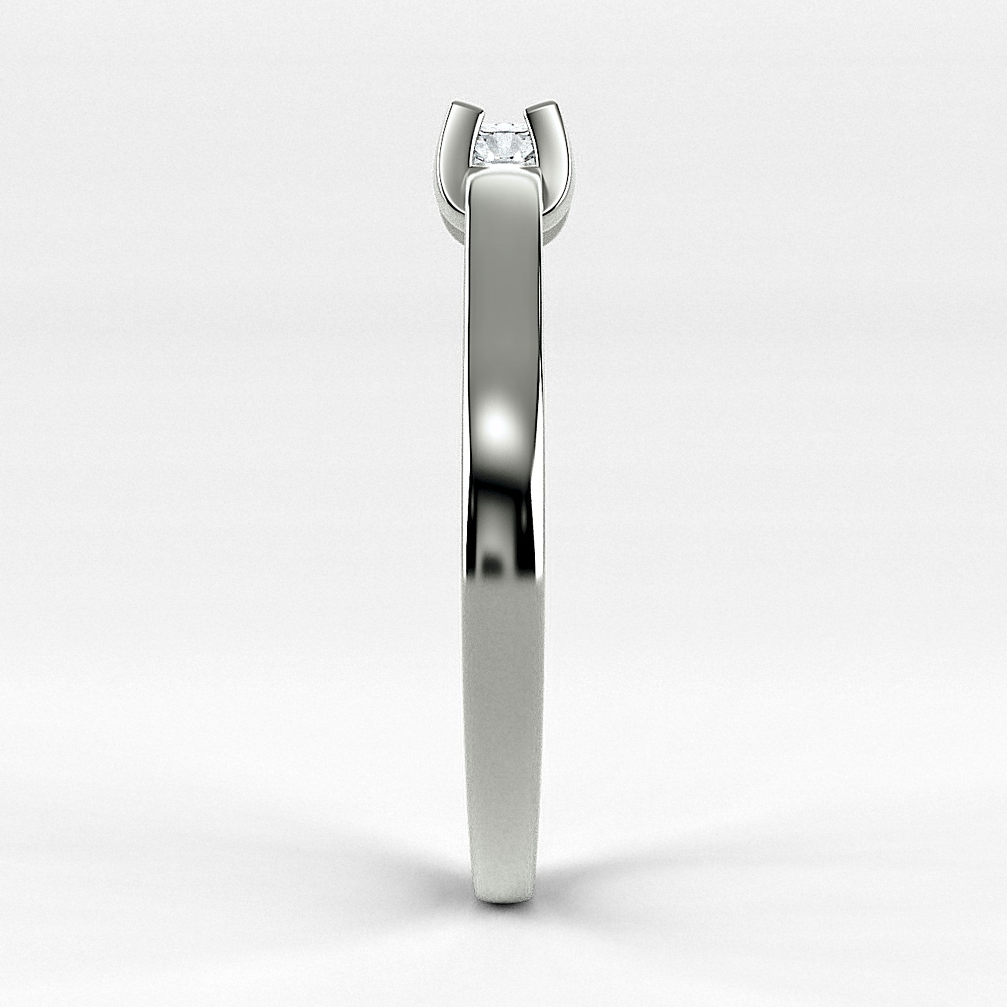 Promesa Alba corte oval en oro blanco, vista de perfil