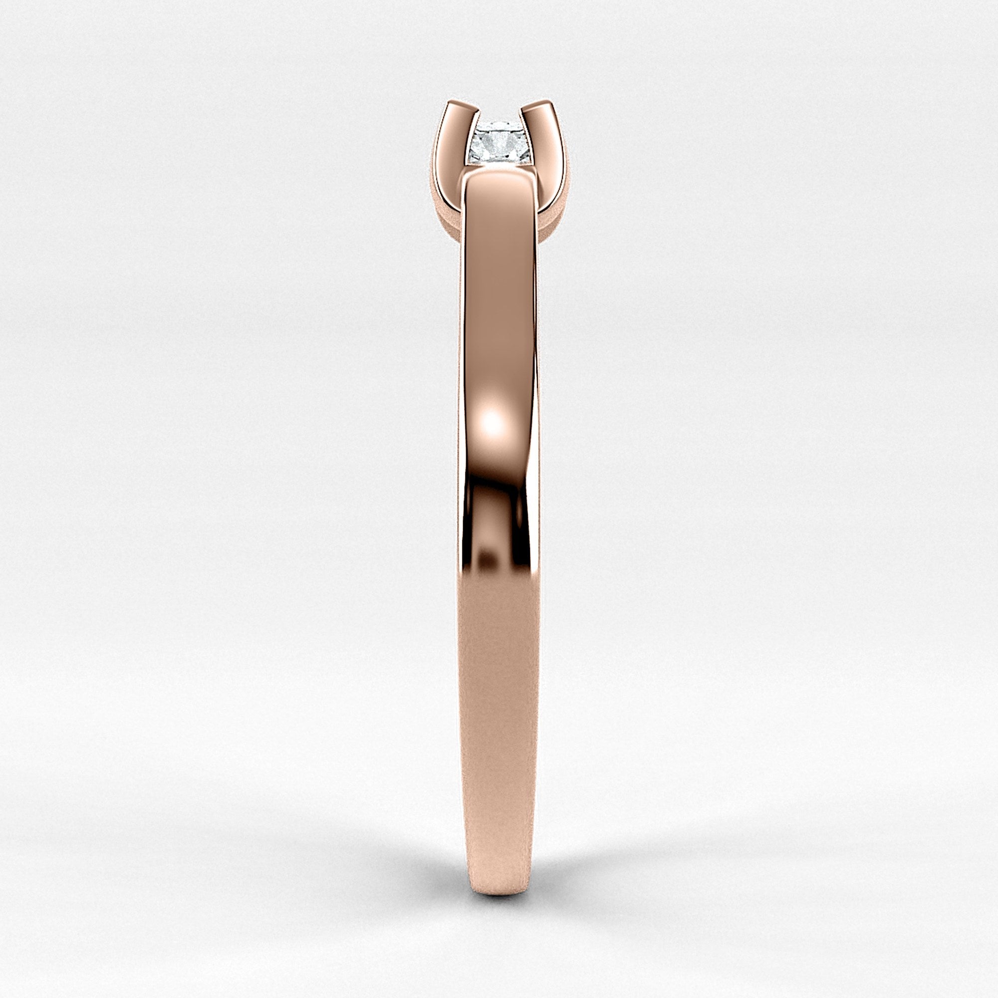 Promesa Alba corte oval en oro rosa, vista de perfil