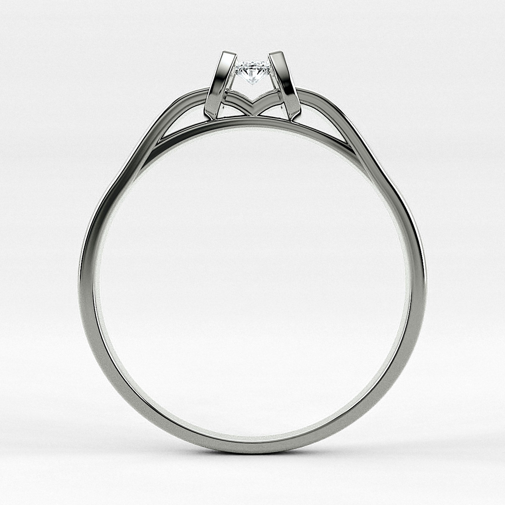 Promesa Alba corte oval en oro blanco, vista de canto