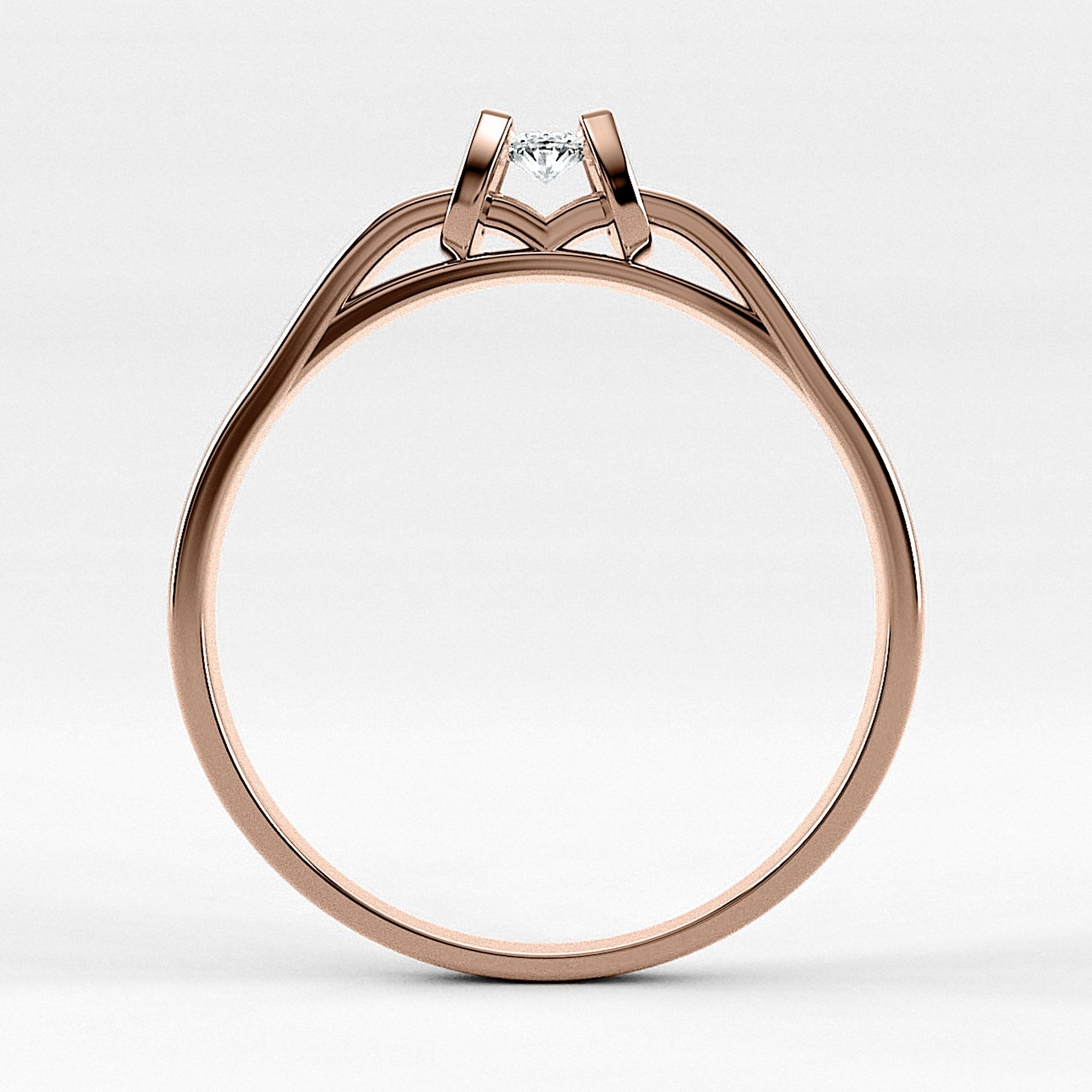 Promesa Alba corte oval en oro rosa, vista de canto