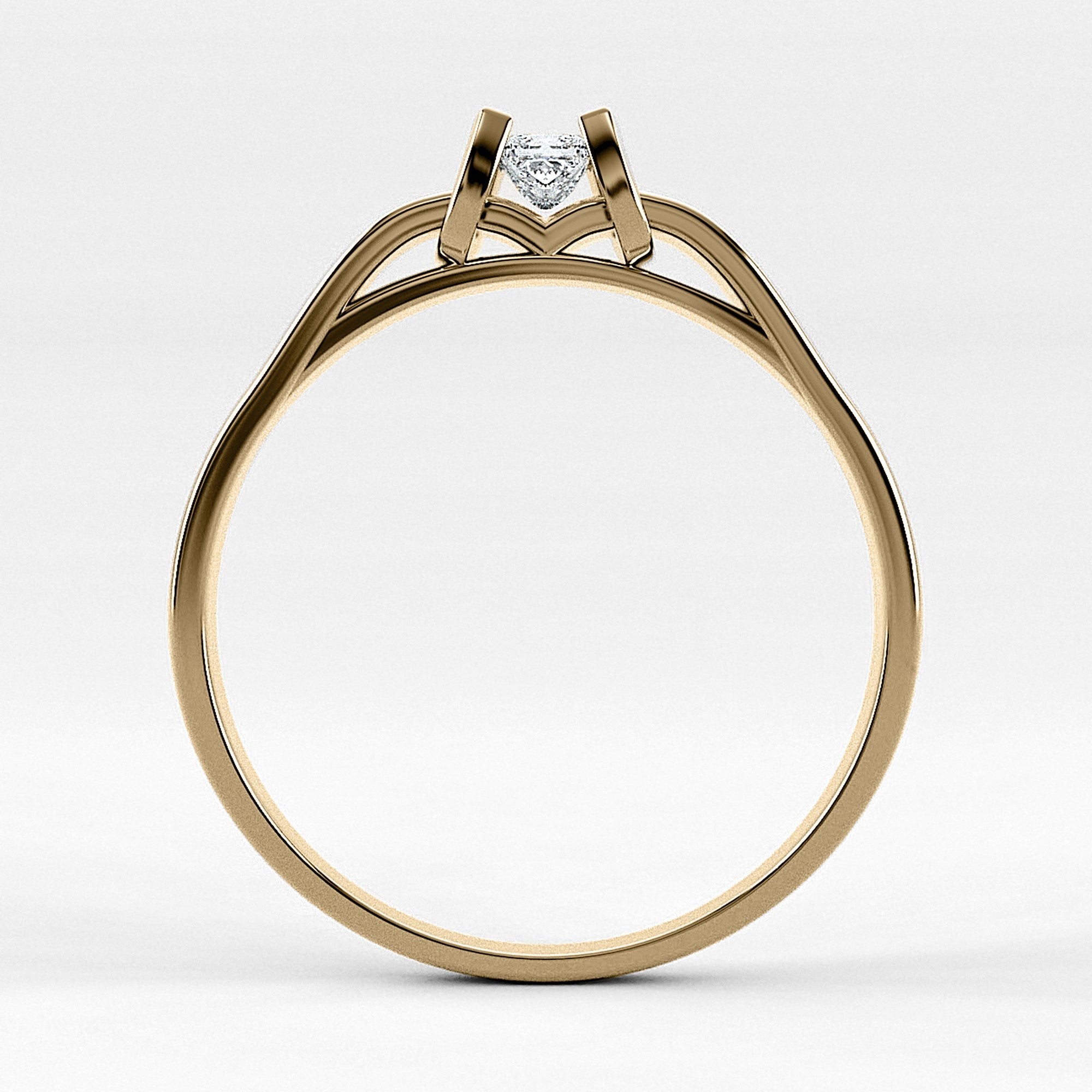 Promesa Alba corte princesa en oro amarillo, vista de canto