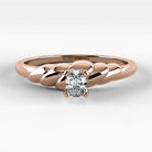 Promesa Lazo corte oval en oro rosa, vista frontal