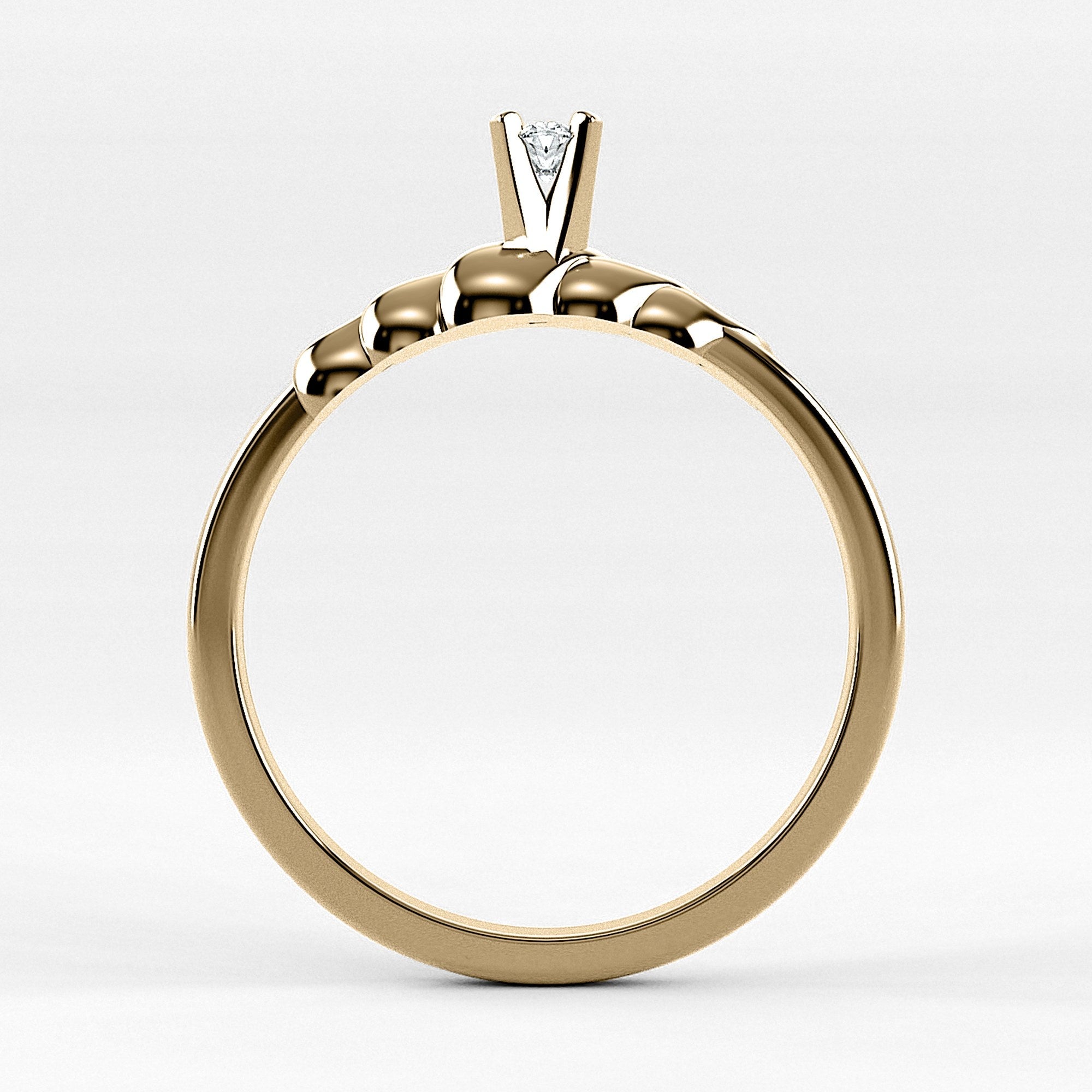 Promesa Lazo corte oval en oro amarillo, vista de canto
