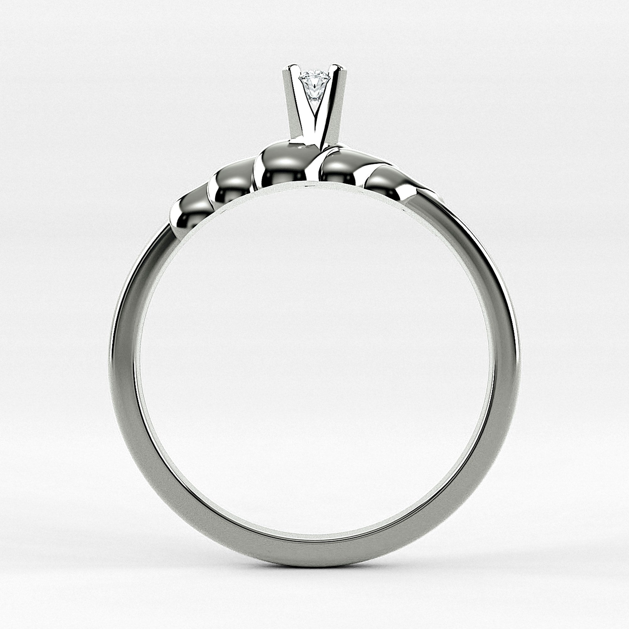 Promesa Lazo corte oval en oro blanco, vista de canto