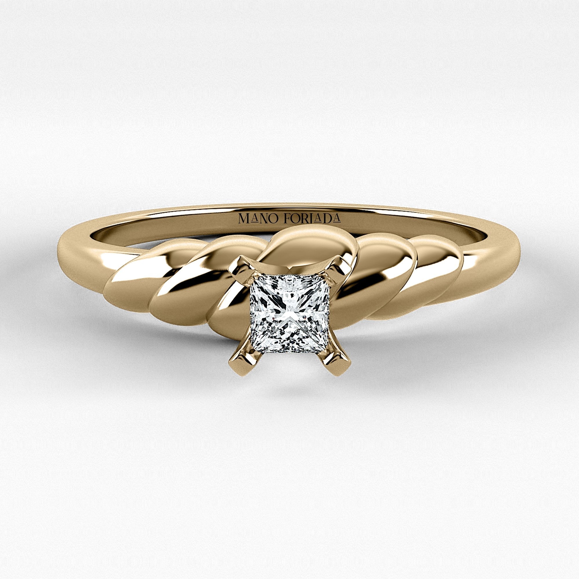 Promesa Lazo corte princesa en oro amarillo, vista frontal