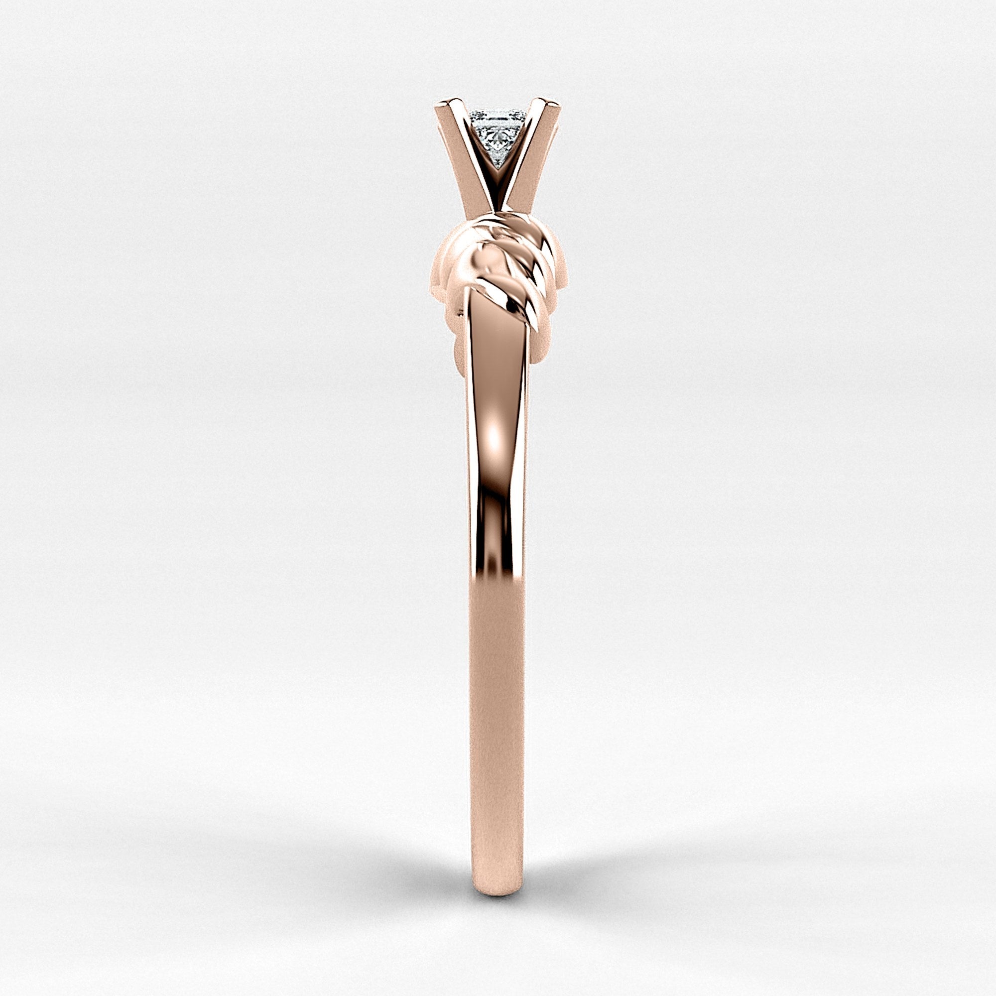 Promesa Lazo corte princesa en oro rosa, vista de perfil