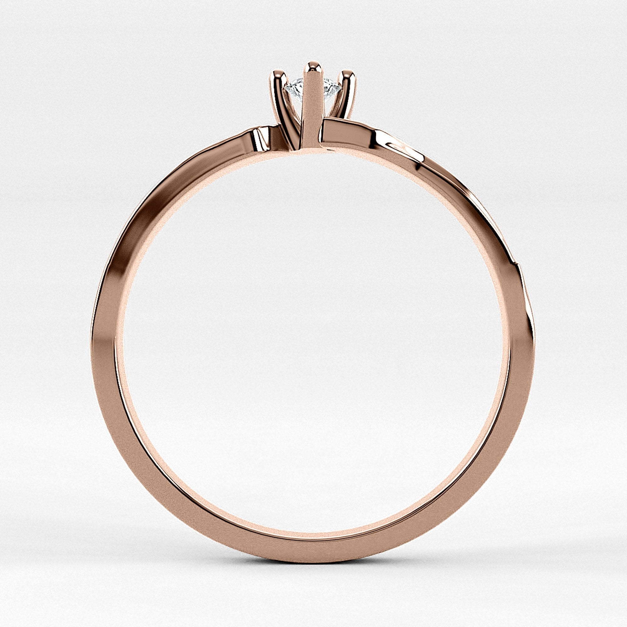 Promesa Armonía corte marquesa en oro rosa, vista de canto