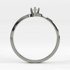 Promesa Armonía corte oval en oro blanco, vista de canto