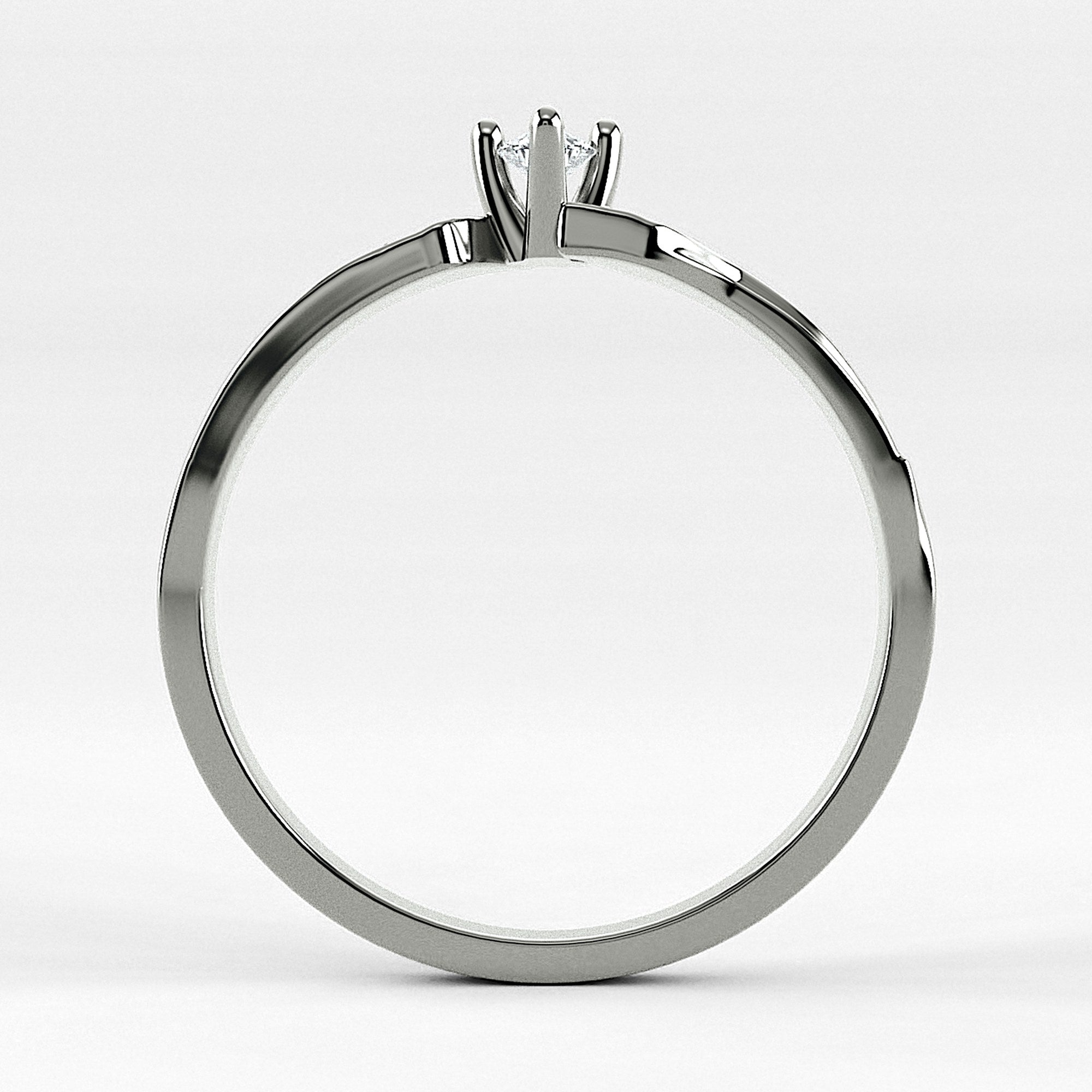 Promesa Armonía corte oval en oro blanco, vista de canto