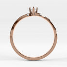 Promesa Armonía corte oval en oro rosa, vista de canto