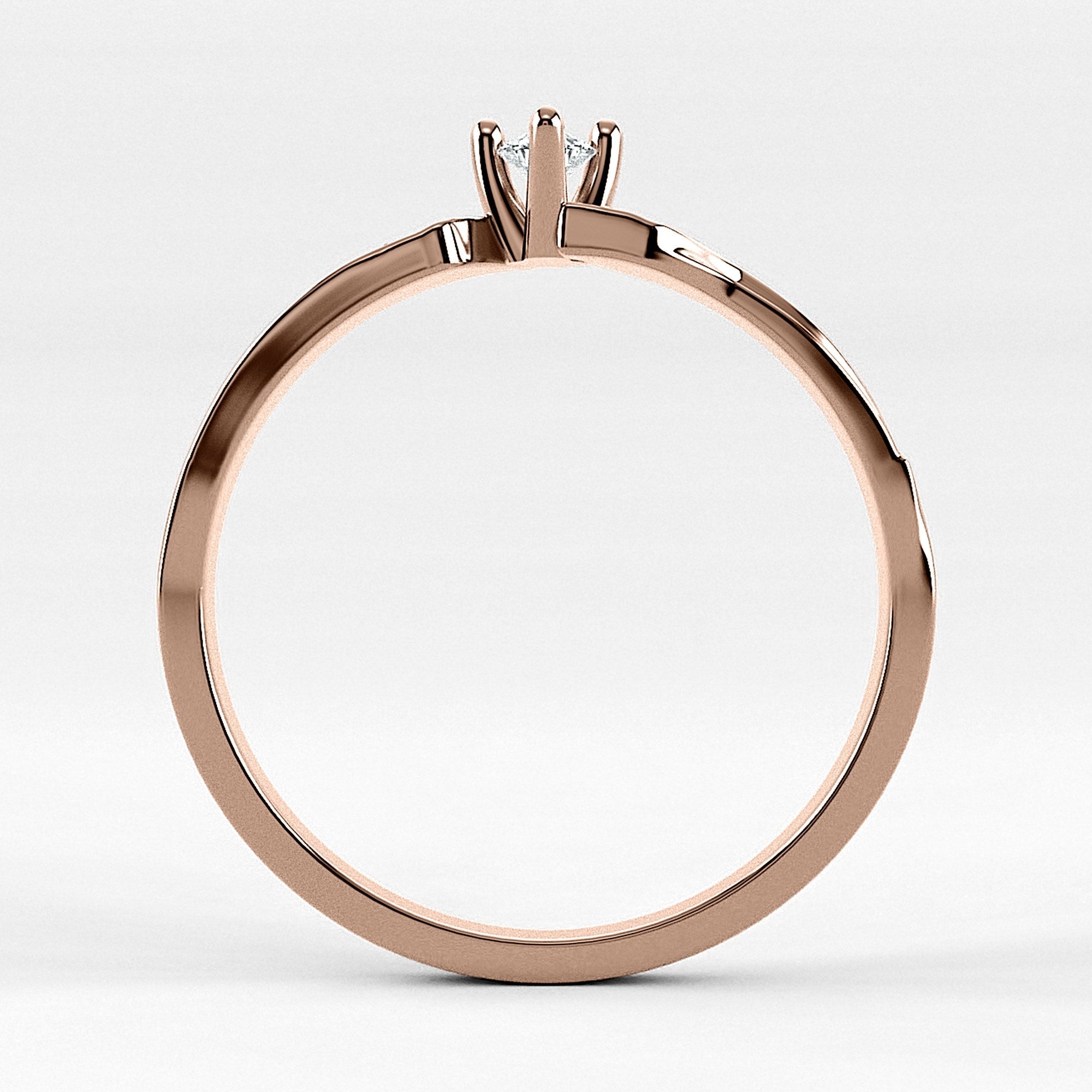 Promesa Armonía corte oval en oro rosa, vista de canto