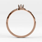 Promesa Armonía corte princesa en oro rosa, vista de canto