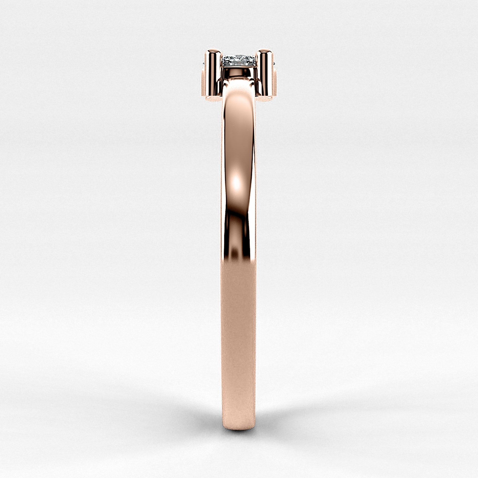 Promesa Clásico corte marquesa en oro rosa, vista de perfil