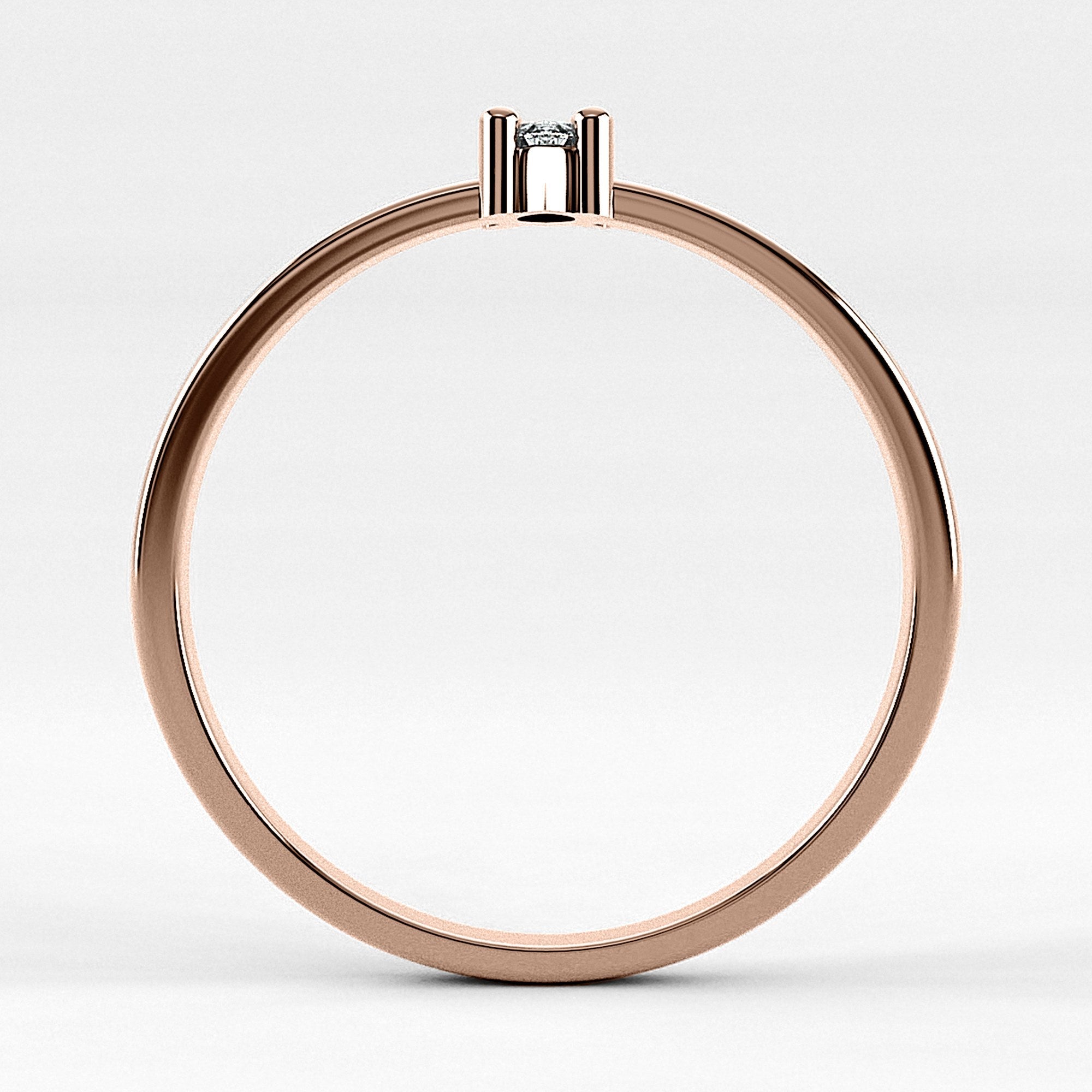 Promesa Clásico corte marquesa en oro rosa, vista de canto