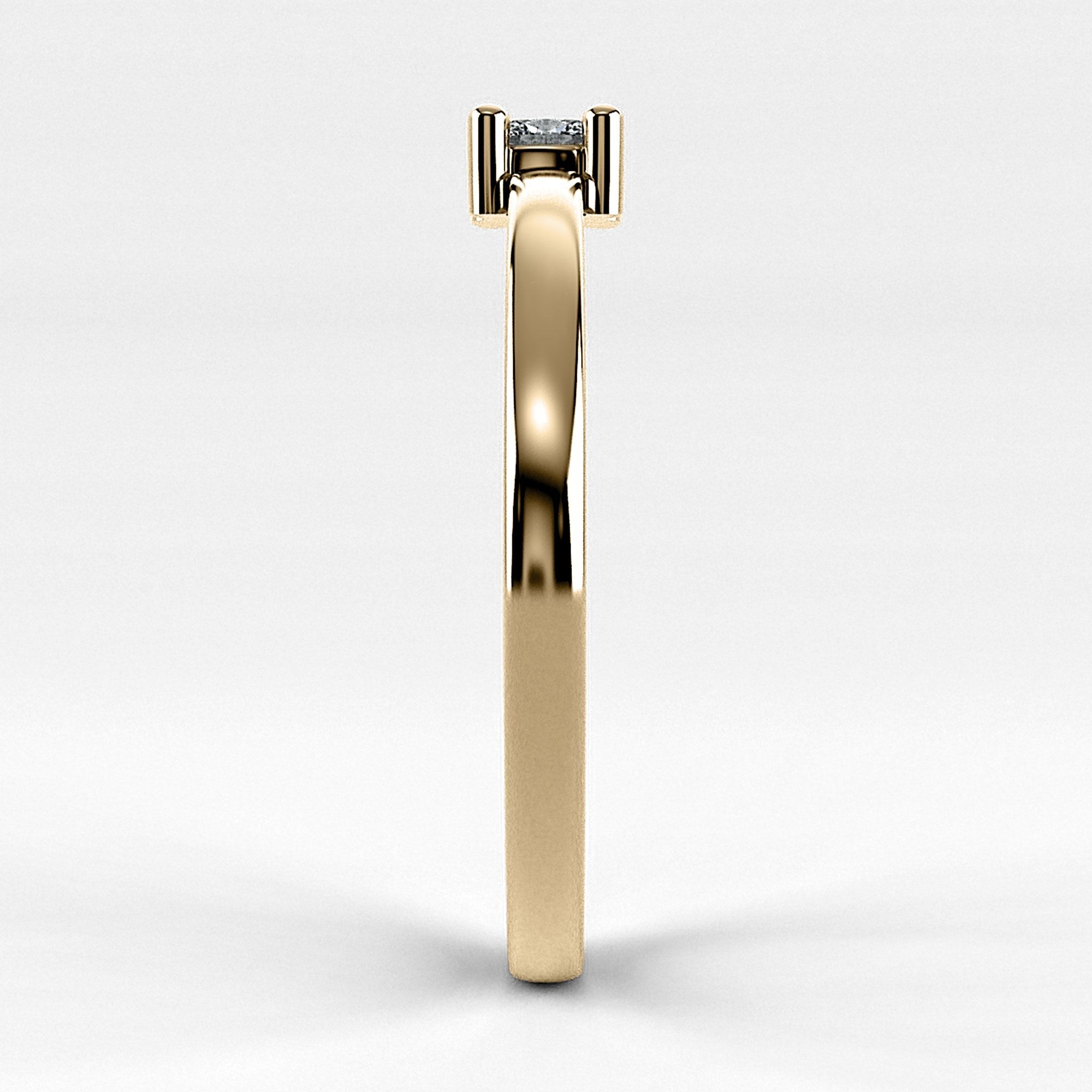 Promesa Clásico corte oval en oro amarillo, vista de perfil
