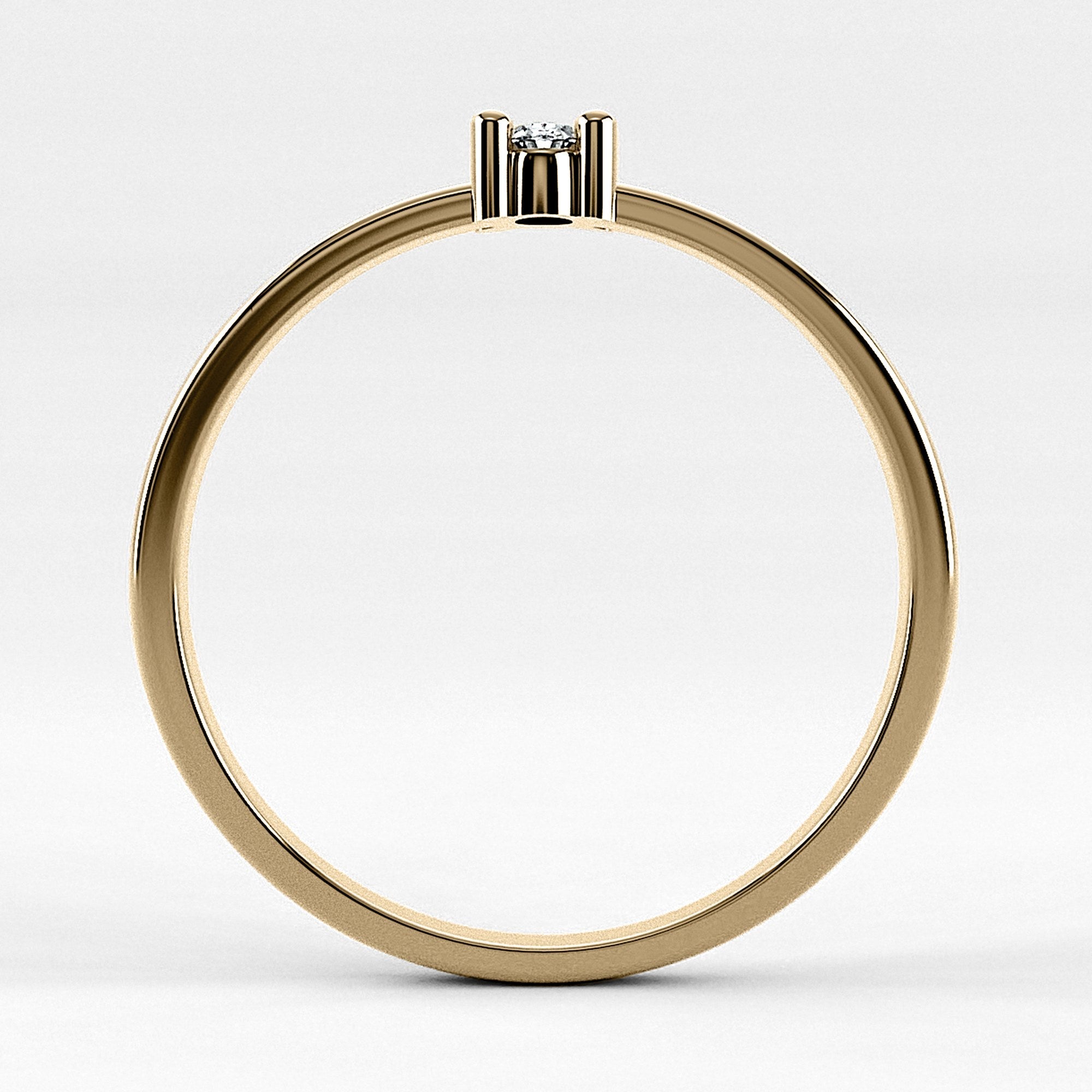 Promesa Clásico corte oval en oro amarillo, vista de canto