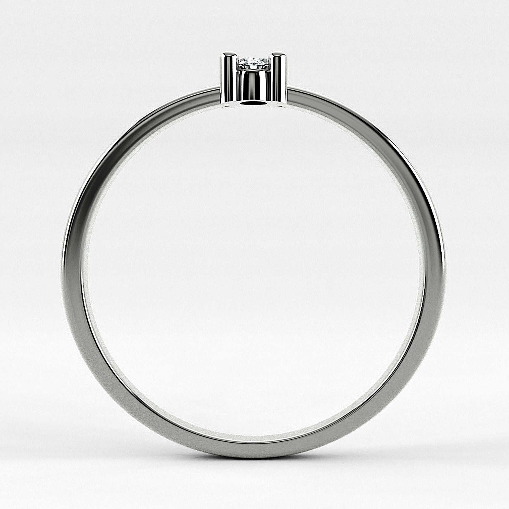 Promesa Clásico corte oval en oro blanco, vista de canto