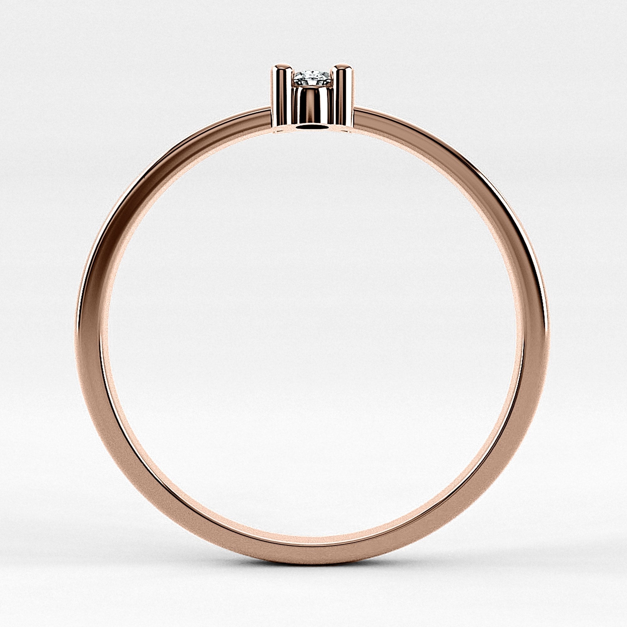 Promesa Clásico corte oval en oro rosa, vista de canto