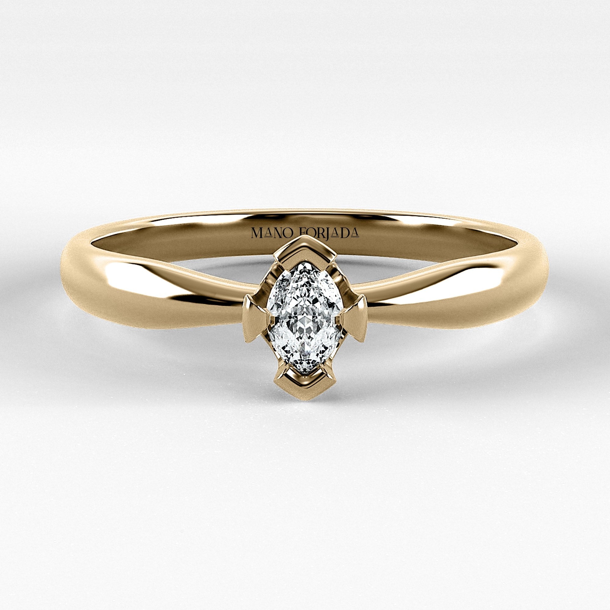 Promesa Impulso corte marquesa en oro amarillo, vista frontal
