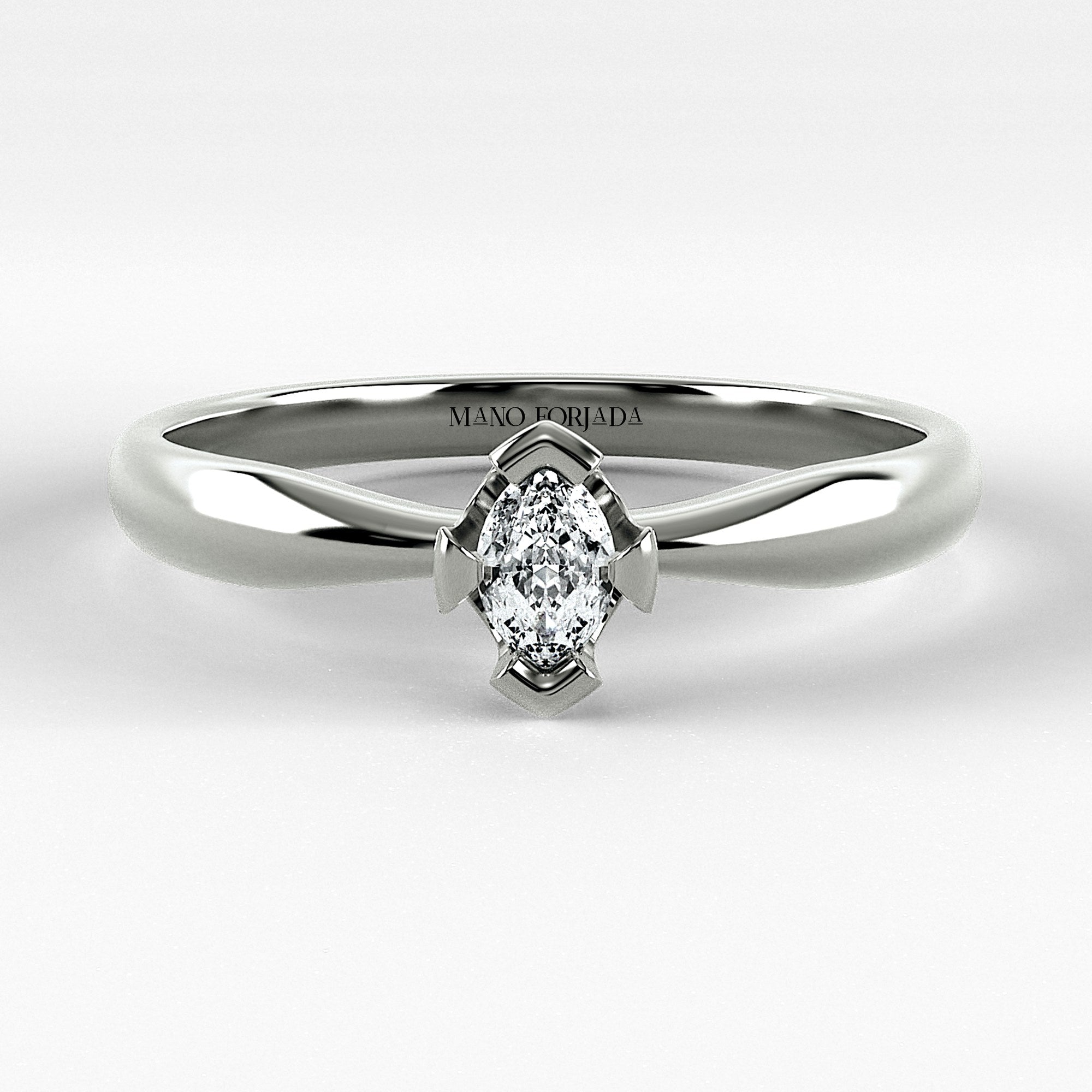 Promesa Impulso corte marquesa en oro blanco, vista frontal