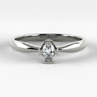 Promesa Impulso corte oval en oro blanco, vista frontal