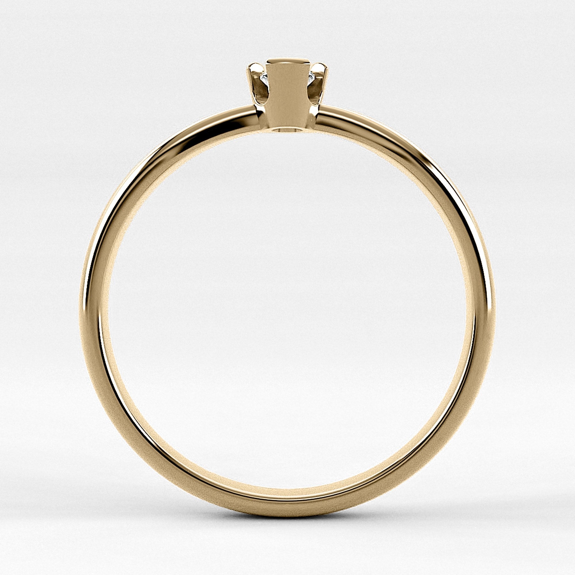 Promesa Impulso corte oval en oro amarillo, vista de canto