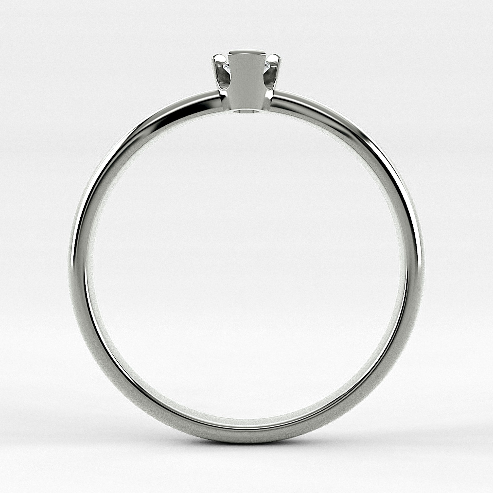 Promesa Impulso corte oval en oro blanco, vista de canto