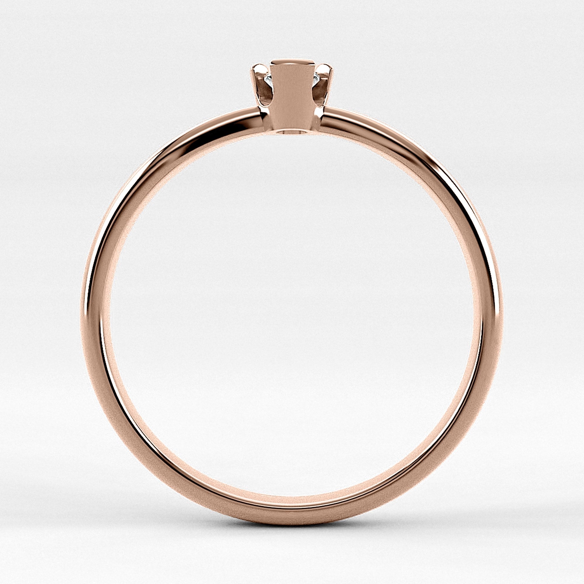 Promesa Impulso corte oval en oro rosa, vista de canto