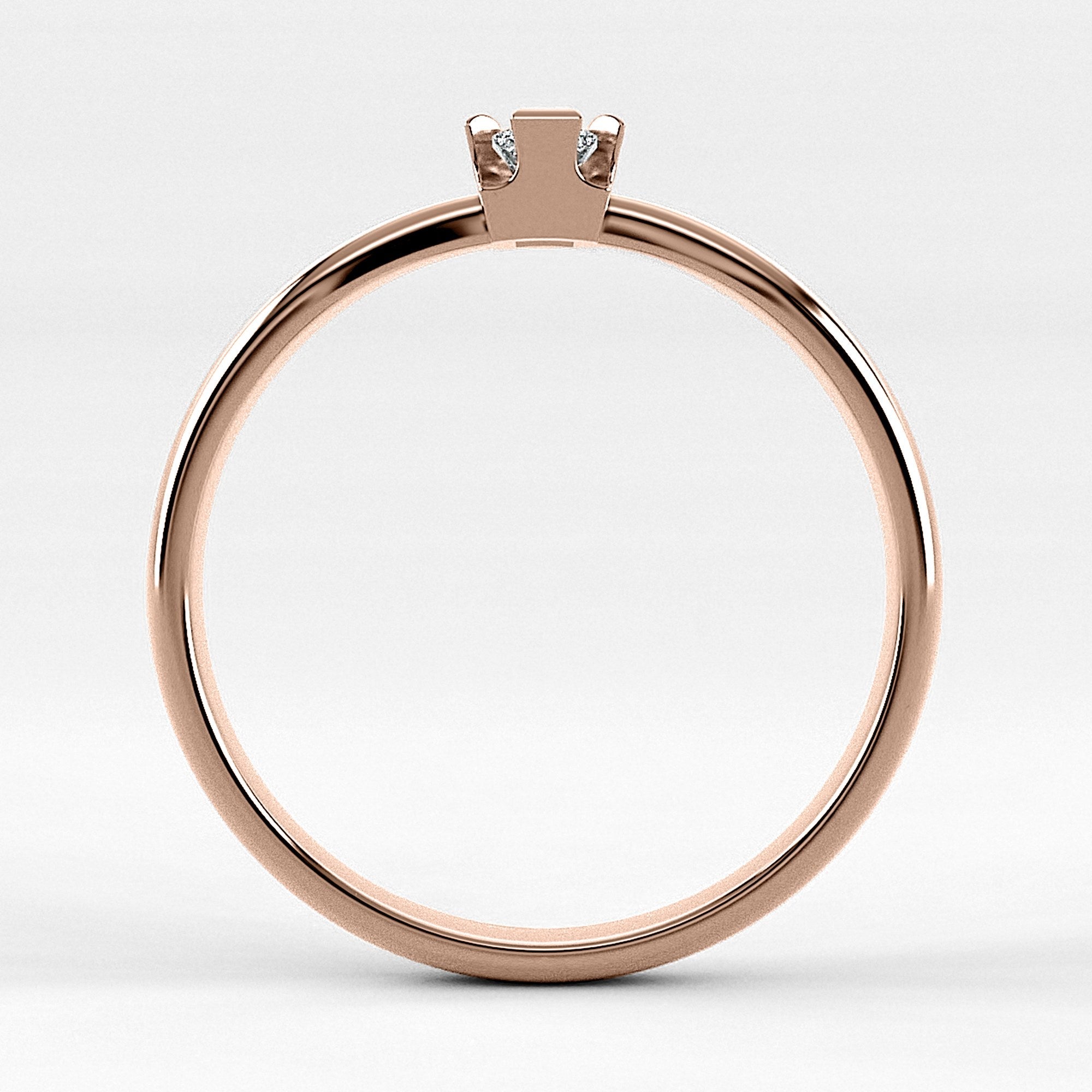 Promesa Impulso corte princesa en oro rosa, vista de canto