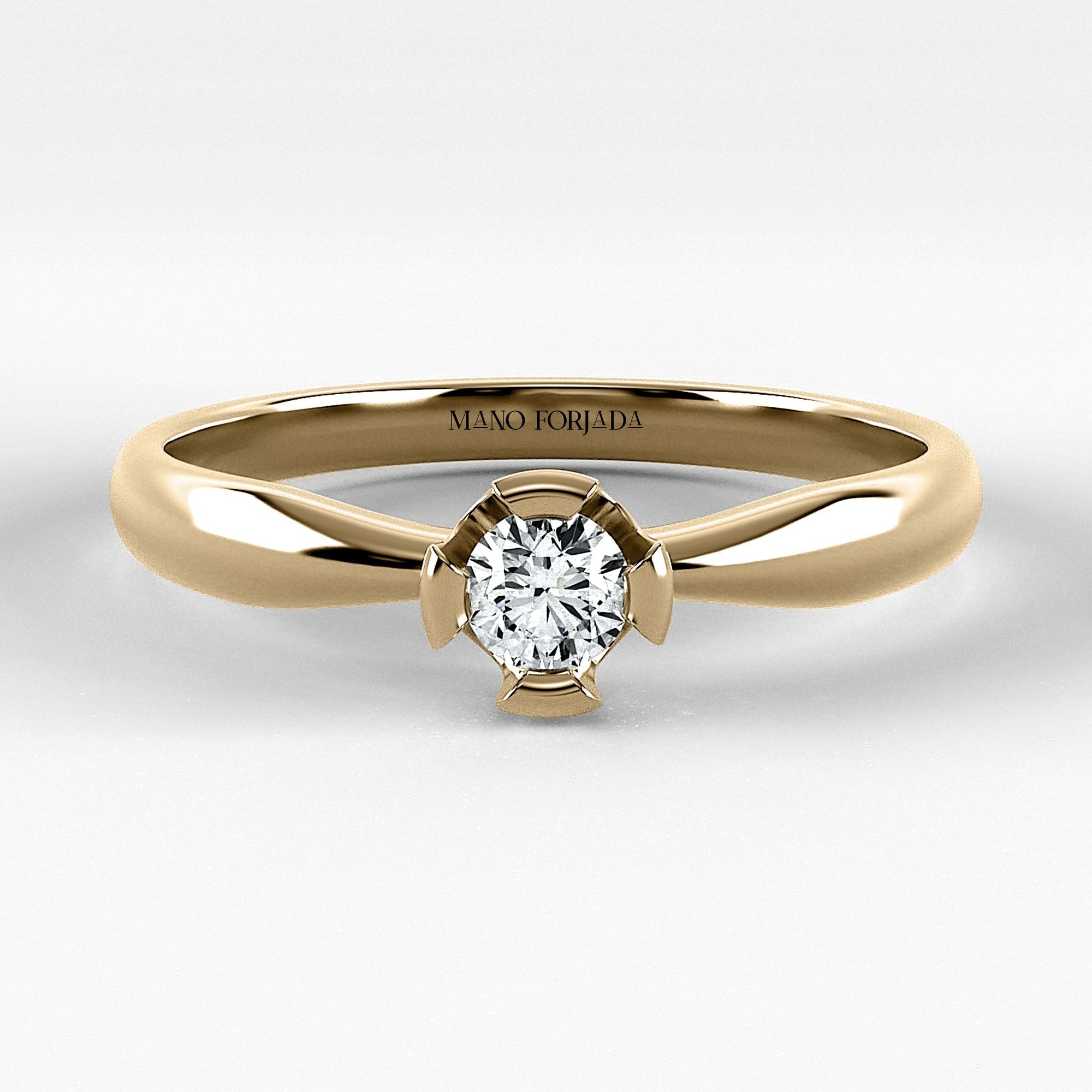 Promesa Impulso corte redondo en oro amarillo, vista frontal