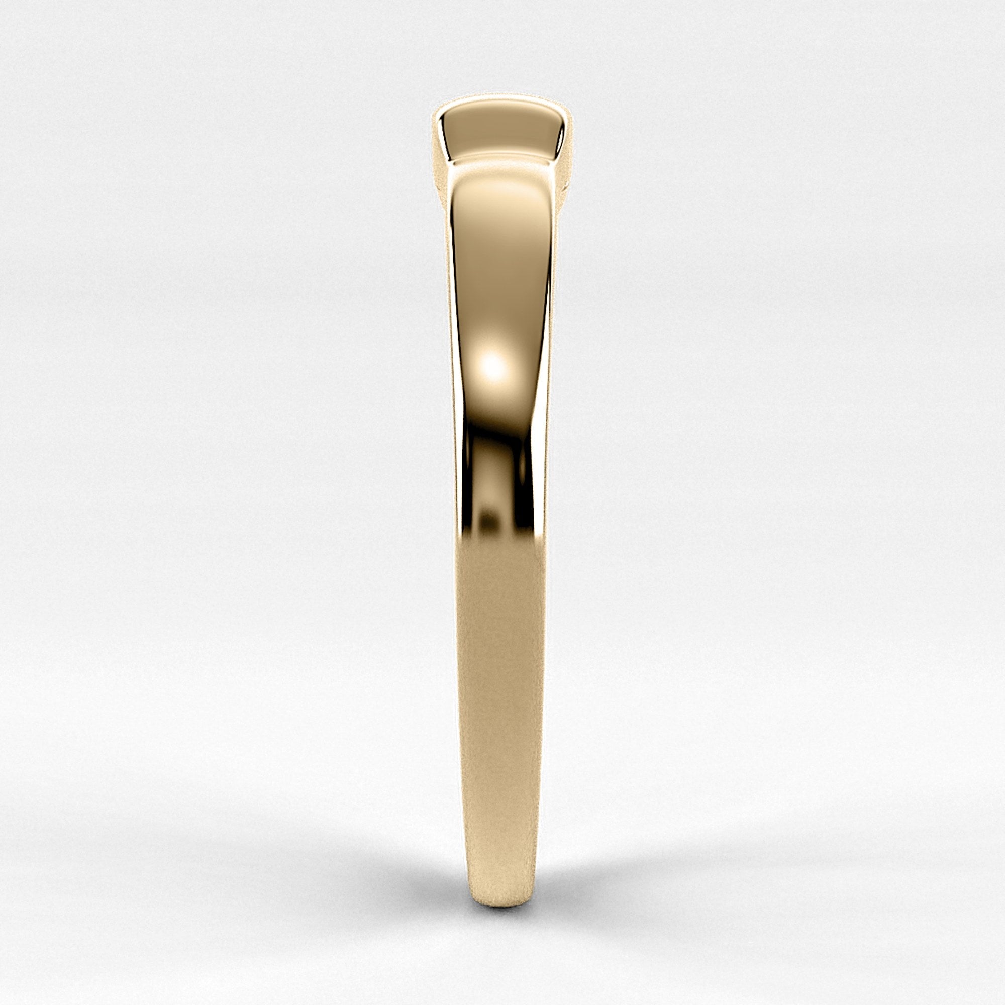 Promesa Sólido corte esmeralda en oro amarillo, vista de perfil