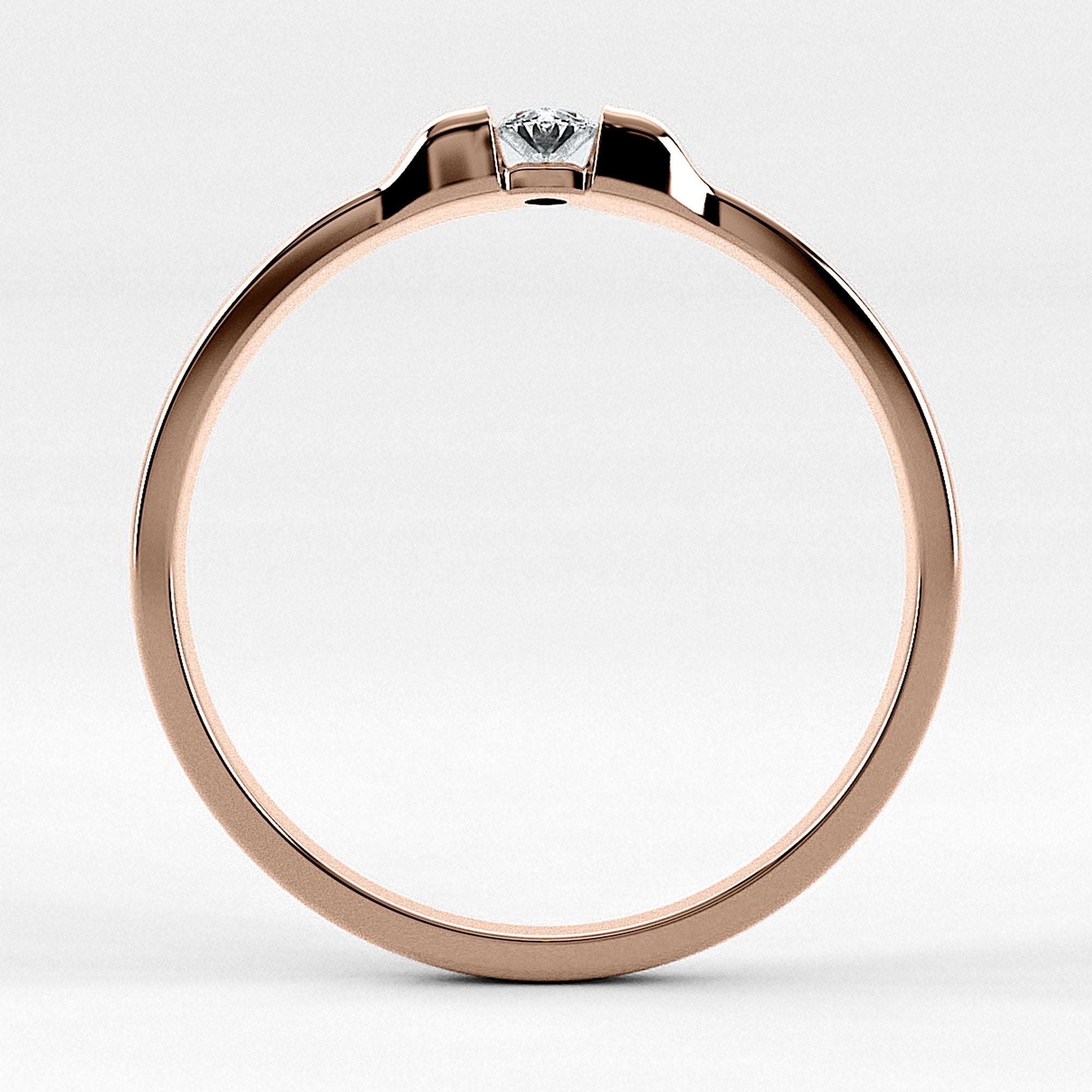 Promesa Sólido corte marquesa en oro rosa, vista de canto