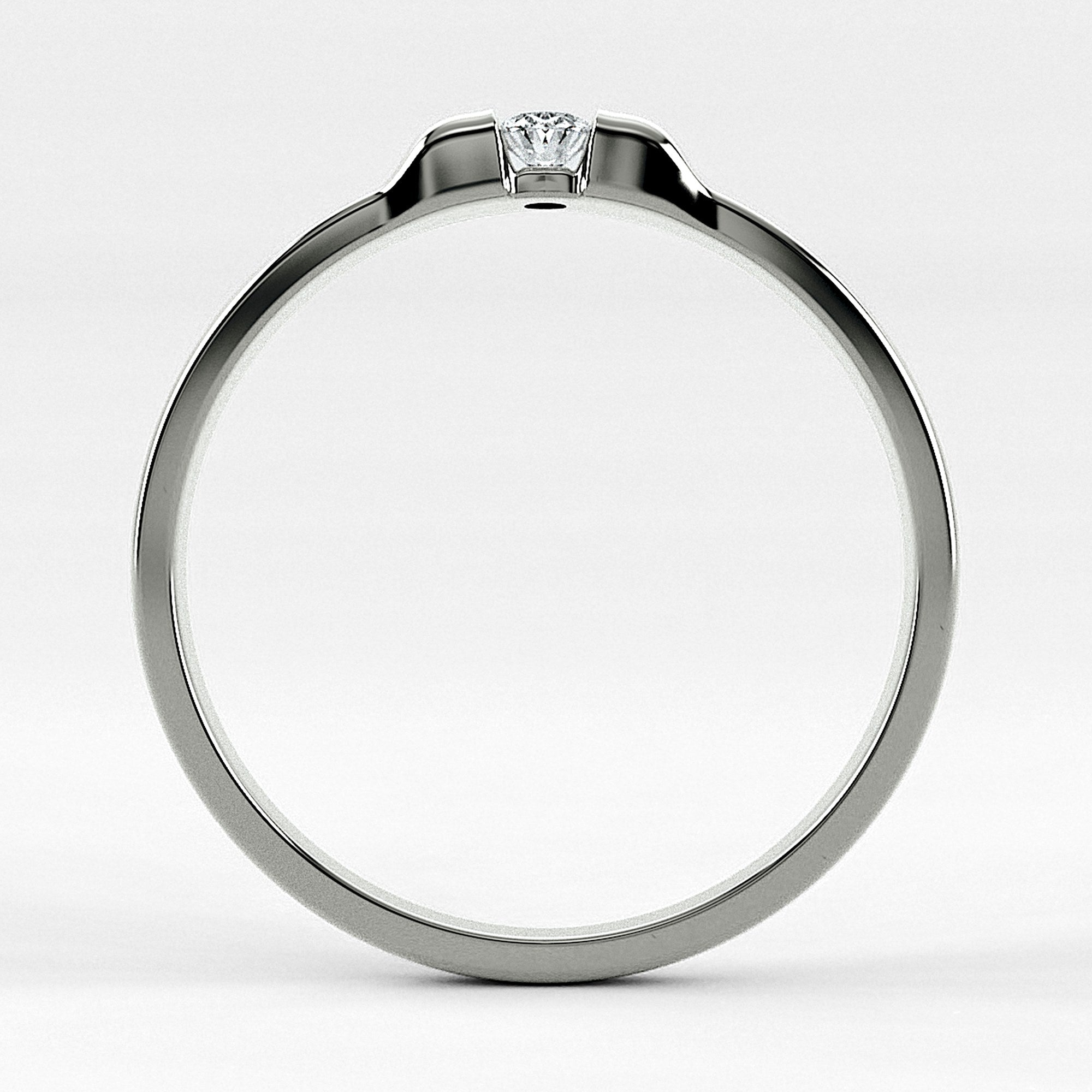 Promesa Sólido corte oval en oro blanco, vista de canto