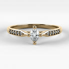 Promesa Destello corte oval en oro amarillo, vista frontal