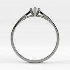 Promesa Destello corte oval en oro blanco, vista de canto