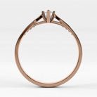 Promesa Destello corte oval en oro rosa, vista de canto