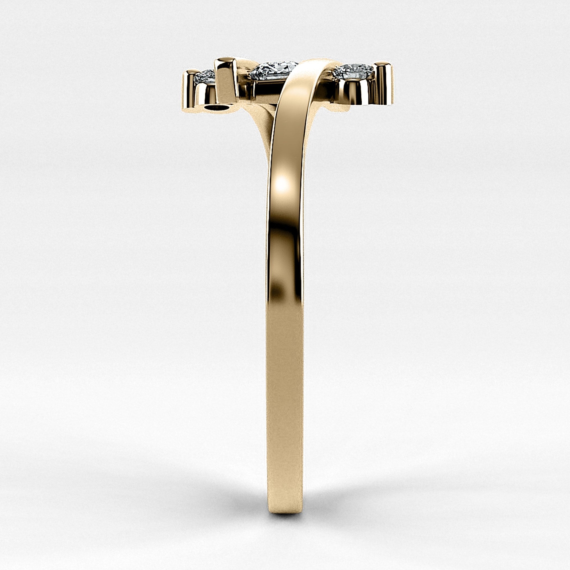 Promesa Eterno corte esmeralda en oro amarillo, vista de perfil