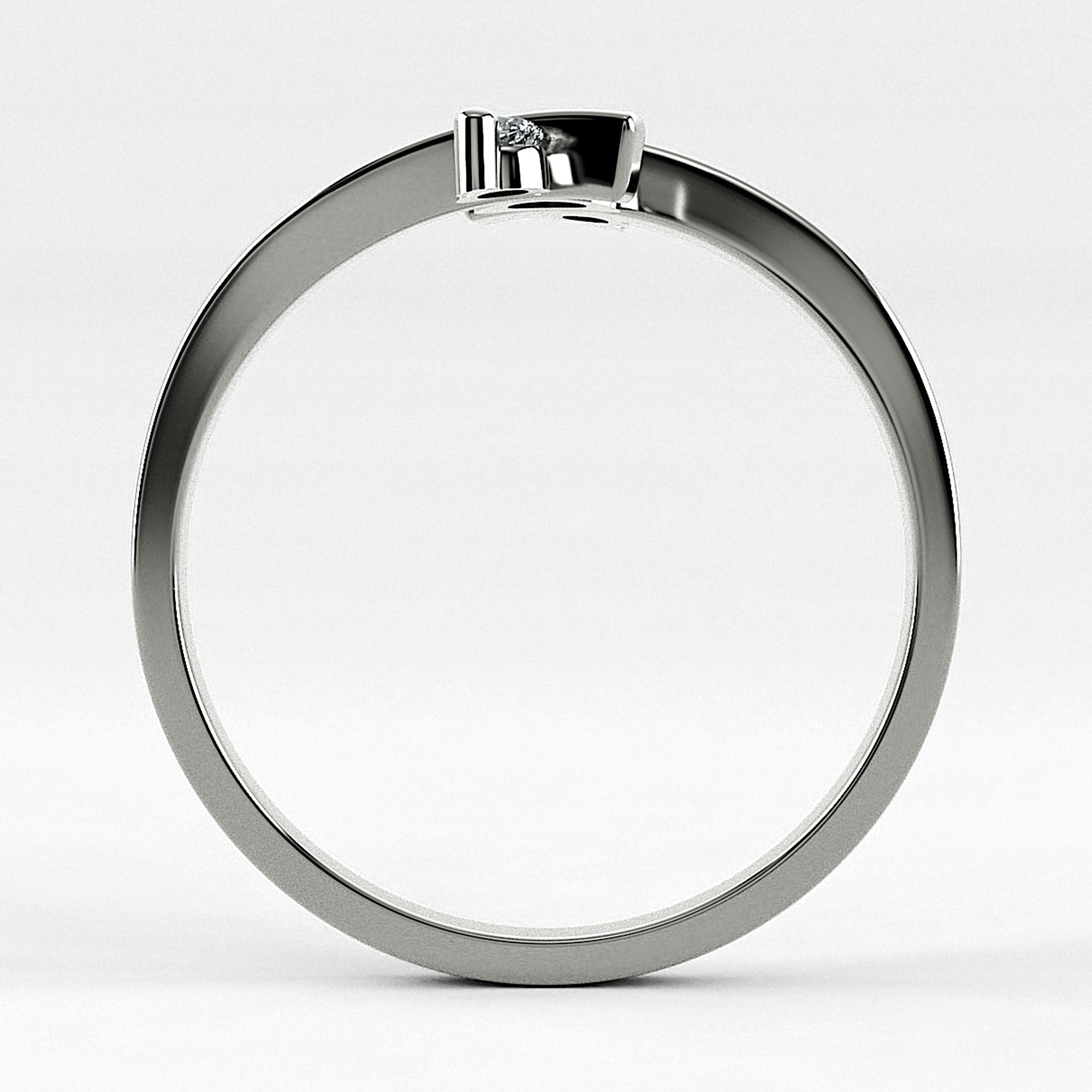 Promesa Eterno corte oval en oro blanco, vista de canto