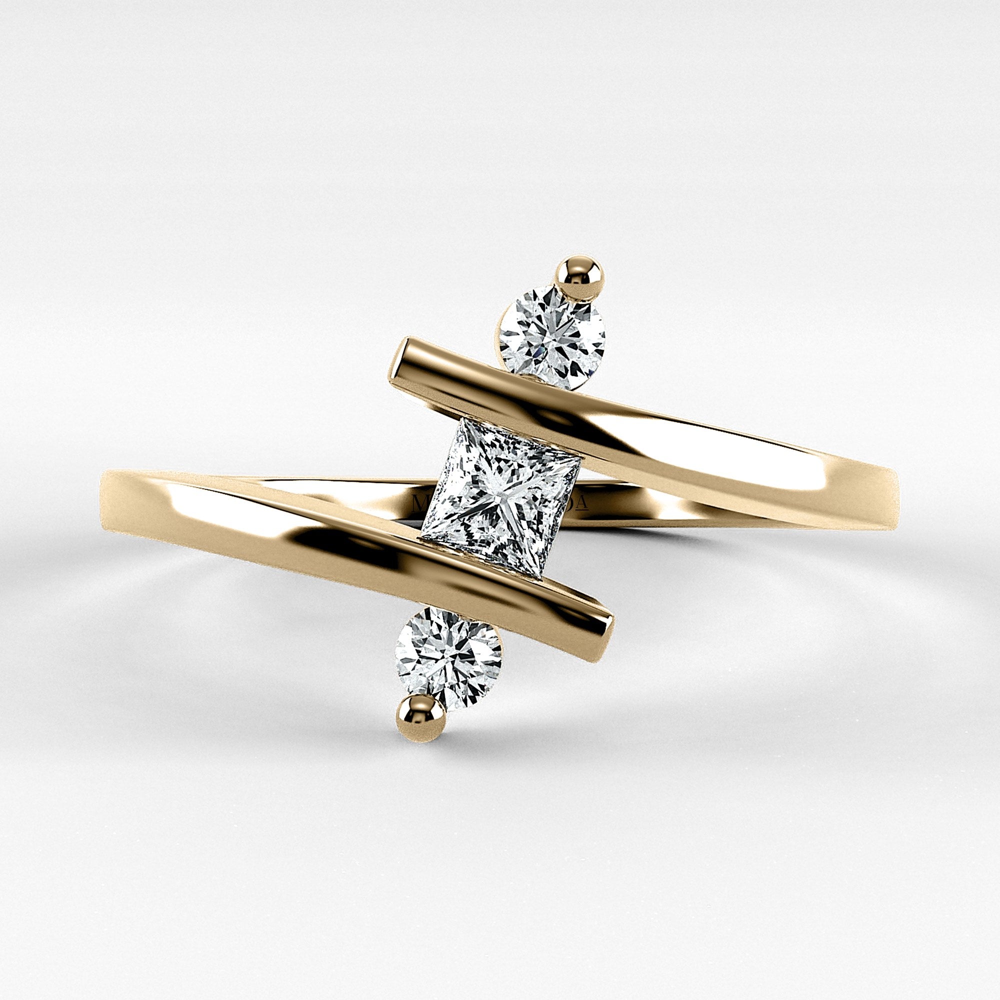 Promesa Eterno corte princesa en oro amarillo, vista frontal